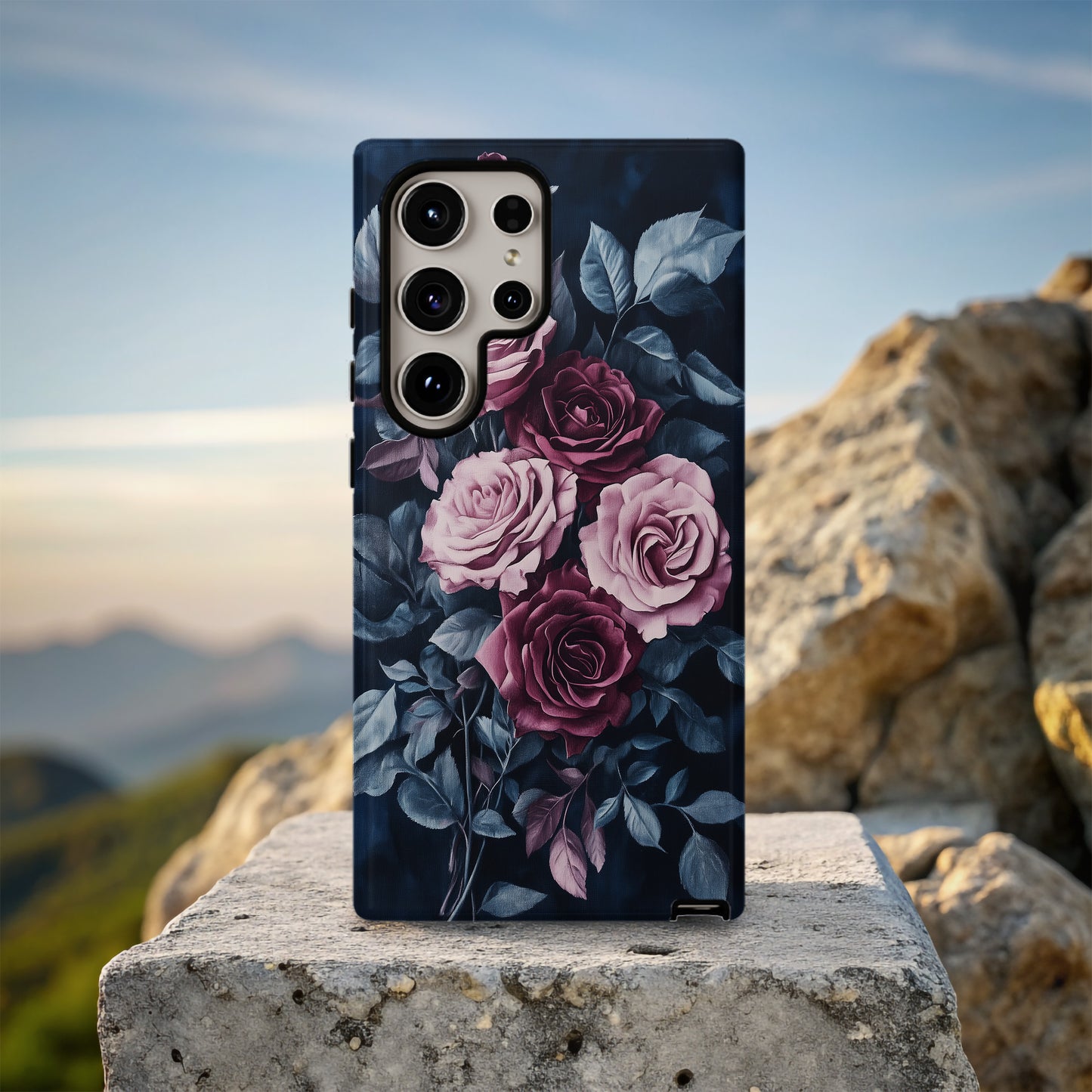 Midnight Blushing Roses Phone Case