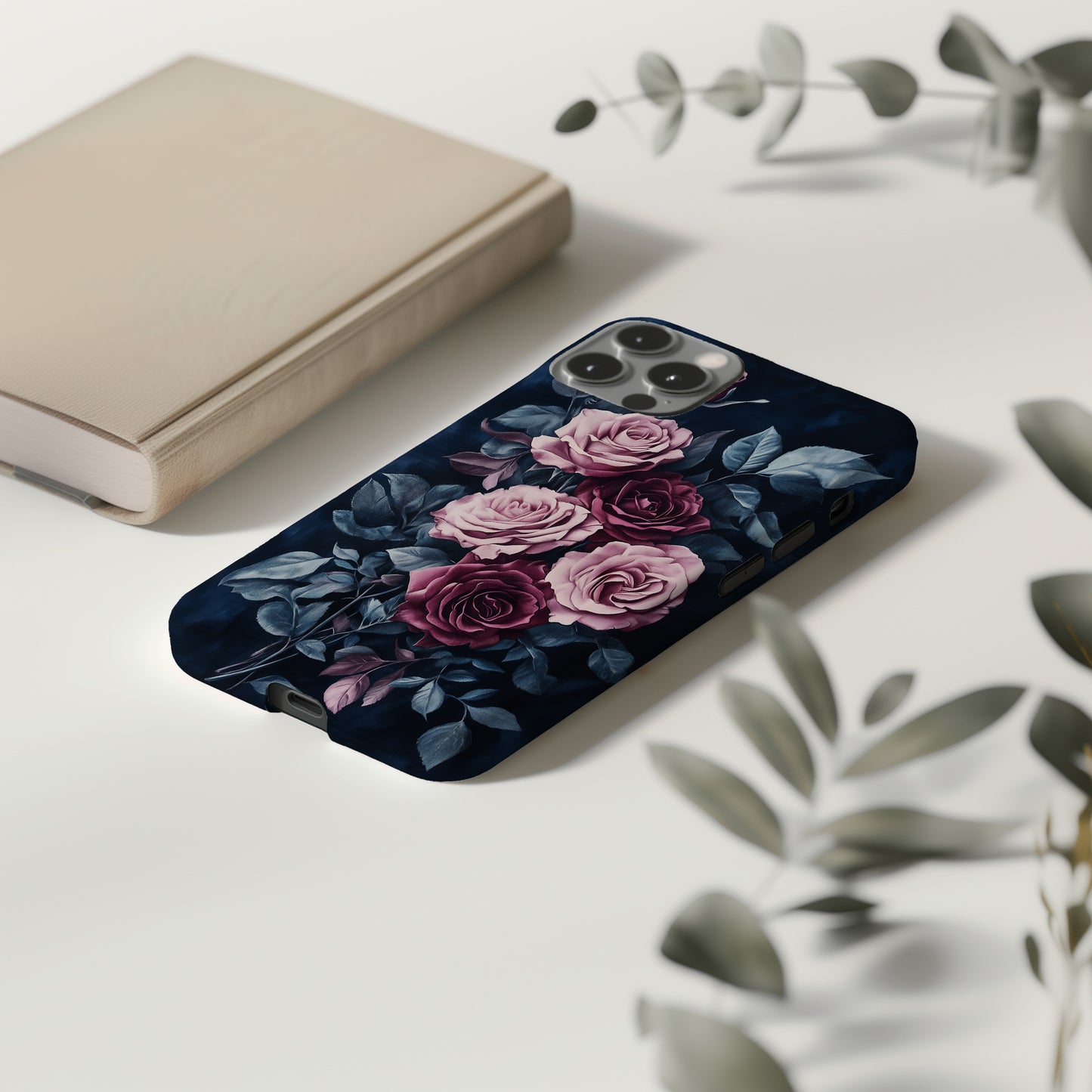 Midnight Blushing Roses Phone Case