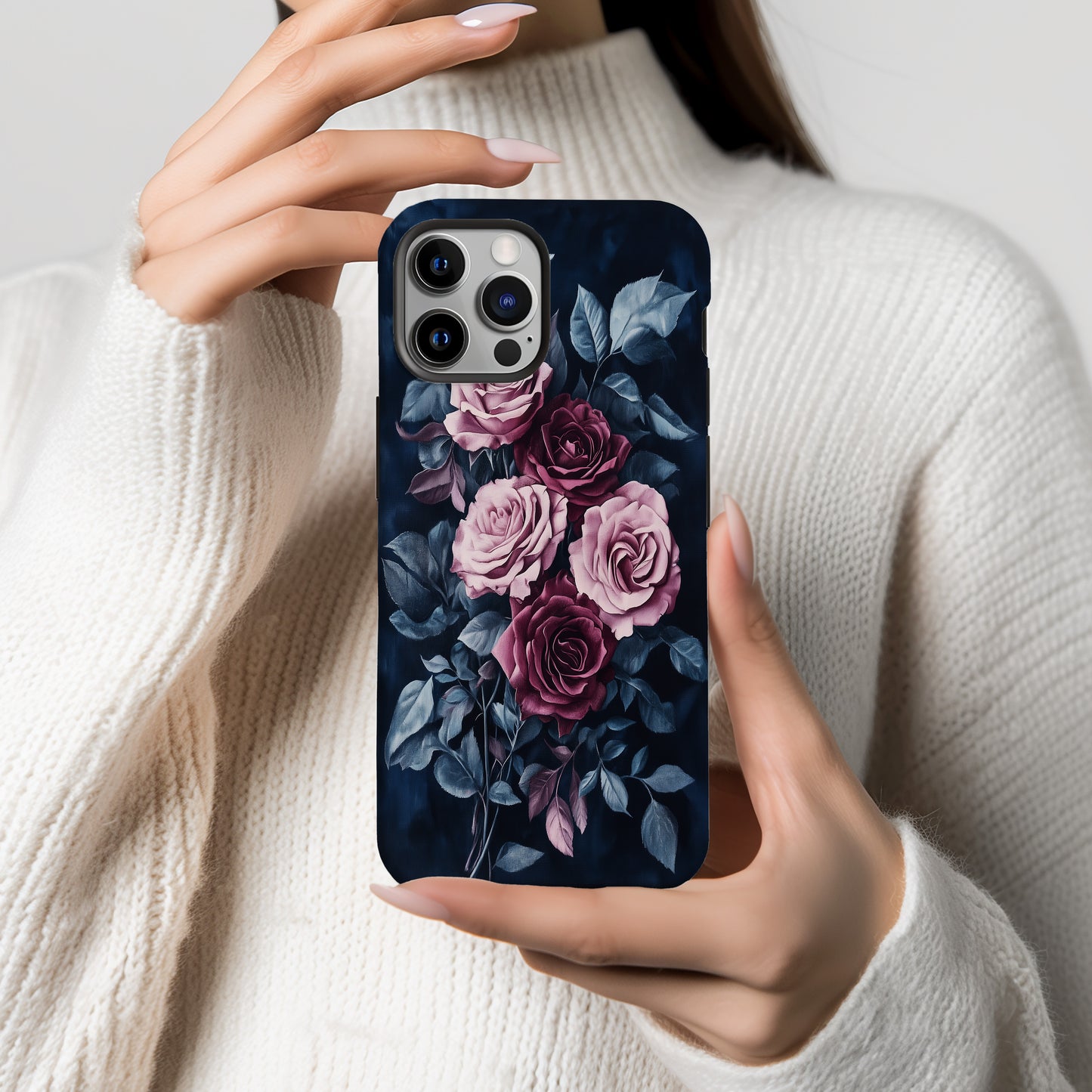Midnight Blushing Roses Phone Case