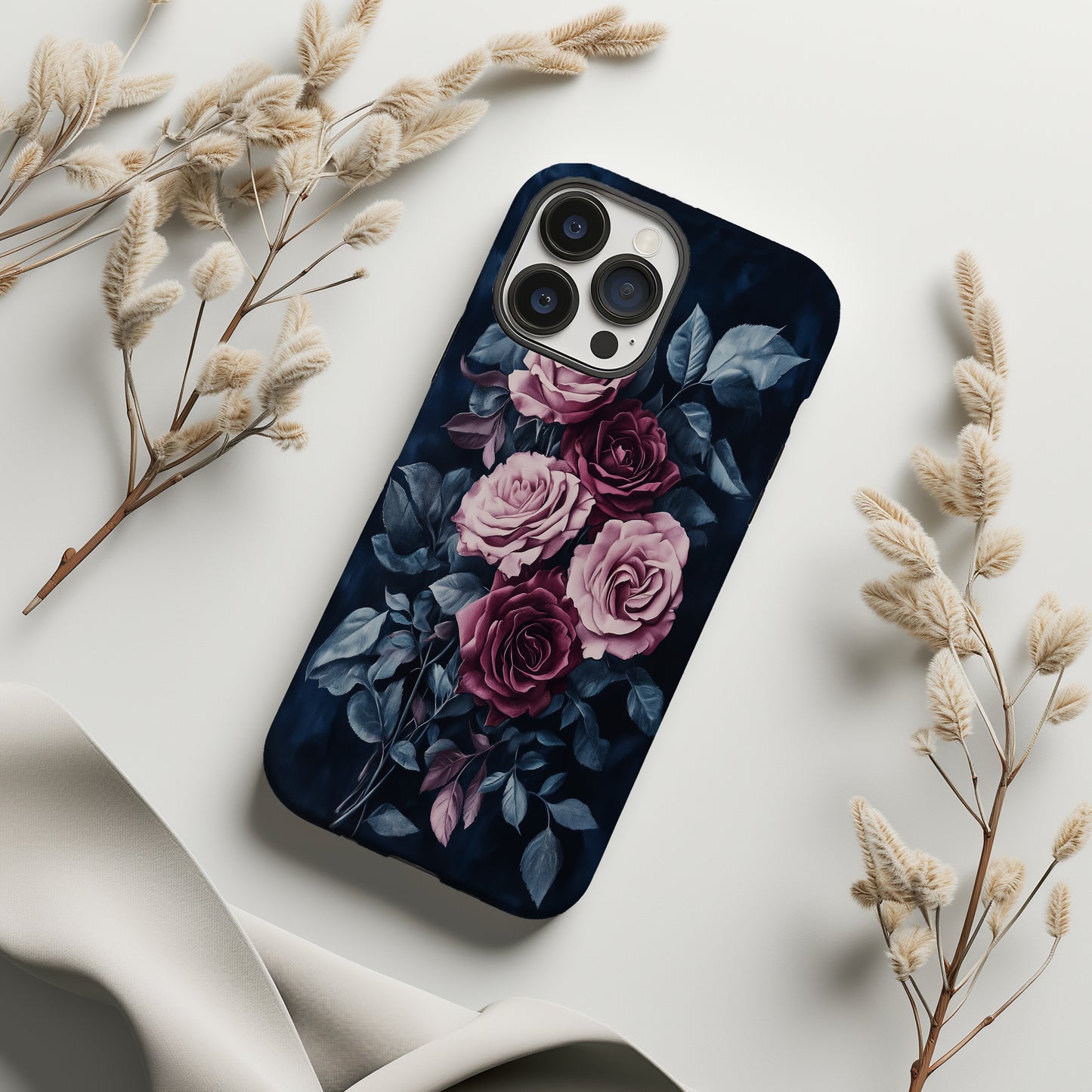 Midnight Blushing Roses Phone Case