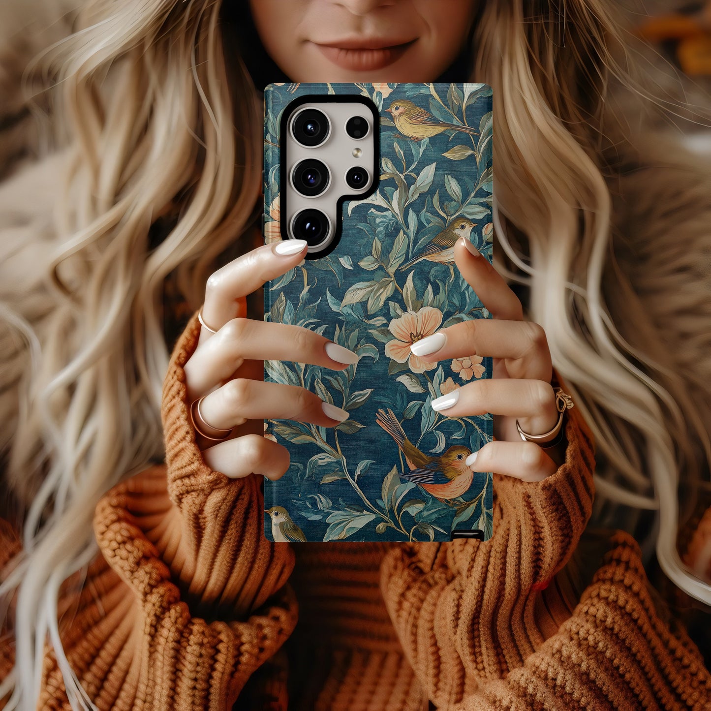 Teal Tapestry Songbird Phone Case