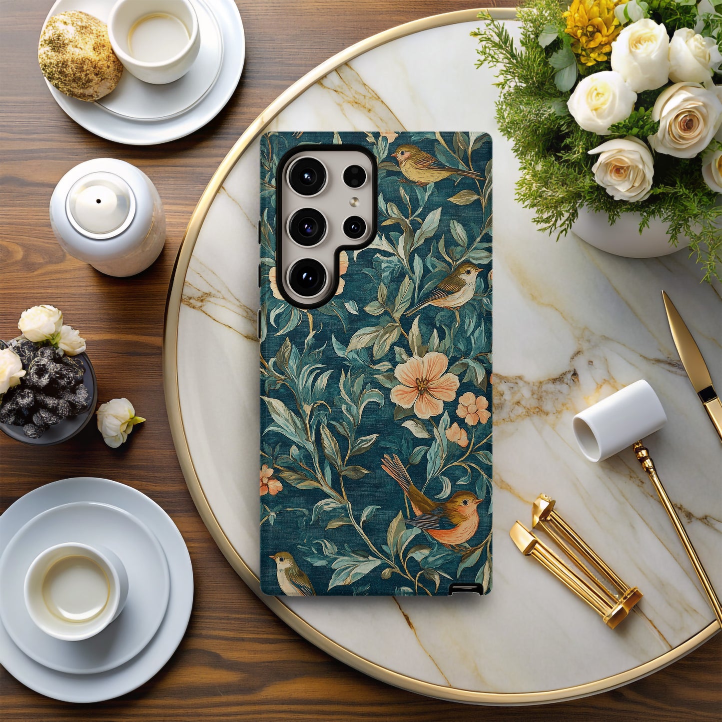 Teal Tapestry Songbird Phone Case