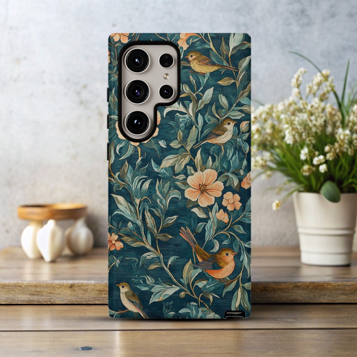 Teal Tapestry Songbird Phone Case