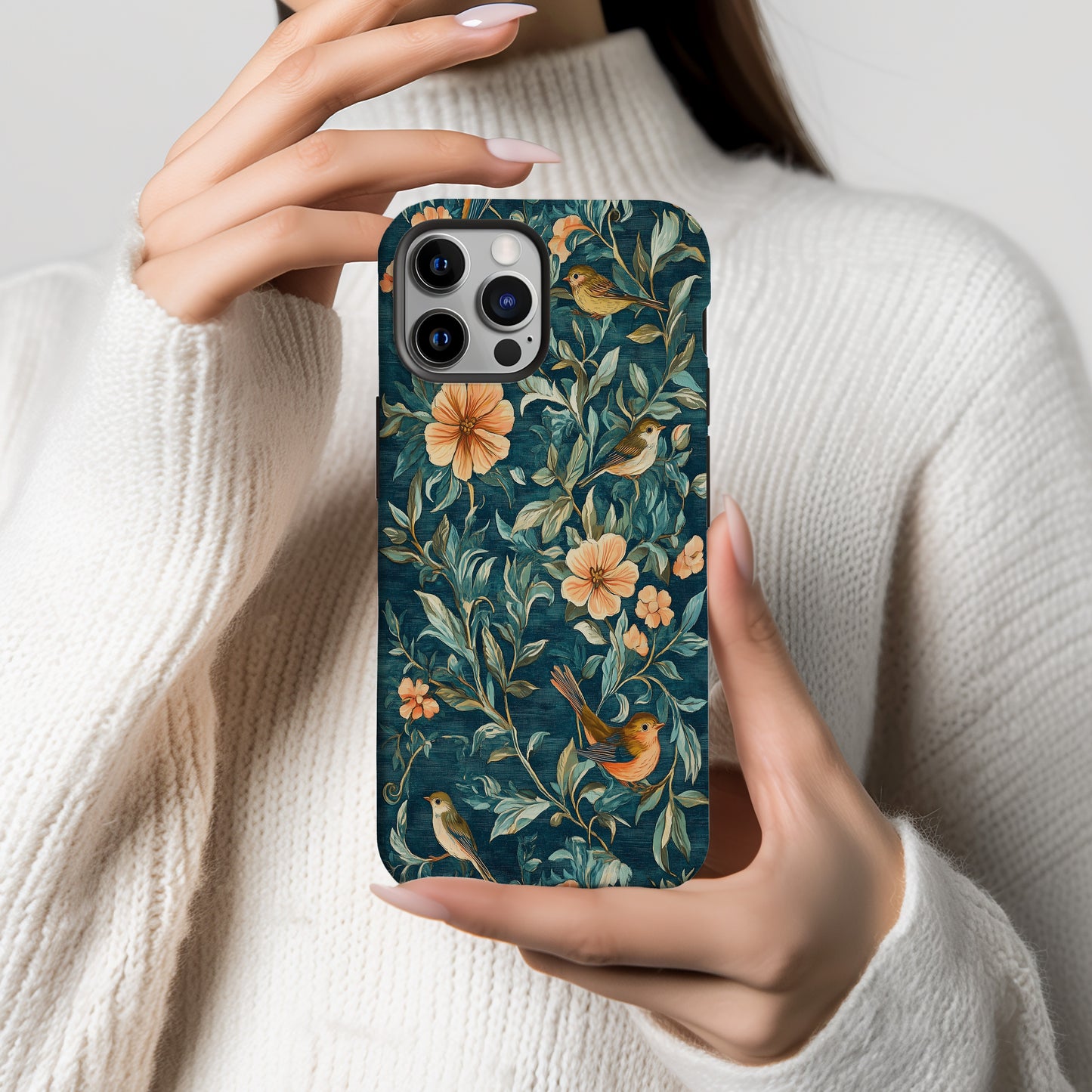 Teal Tapestry Songbird Phone Case