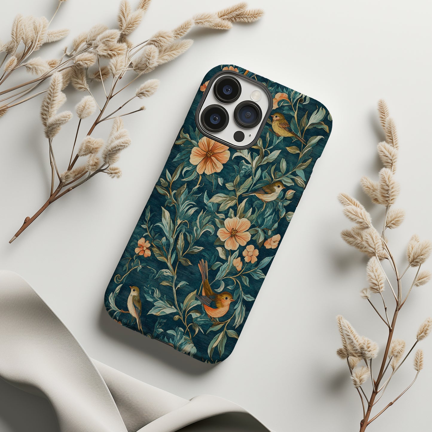 Teal Tapestry Songbird Phone Case