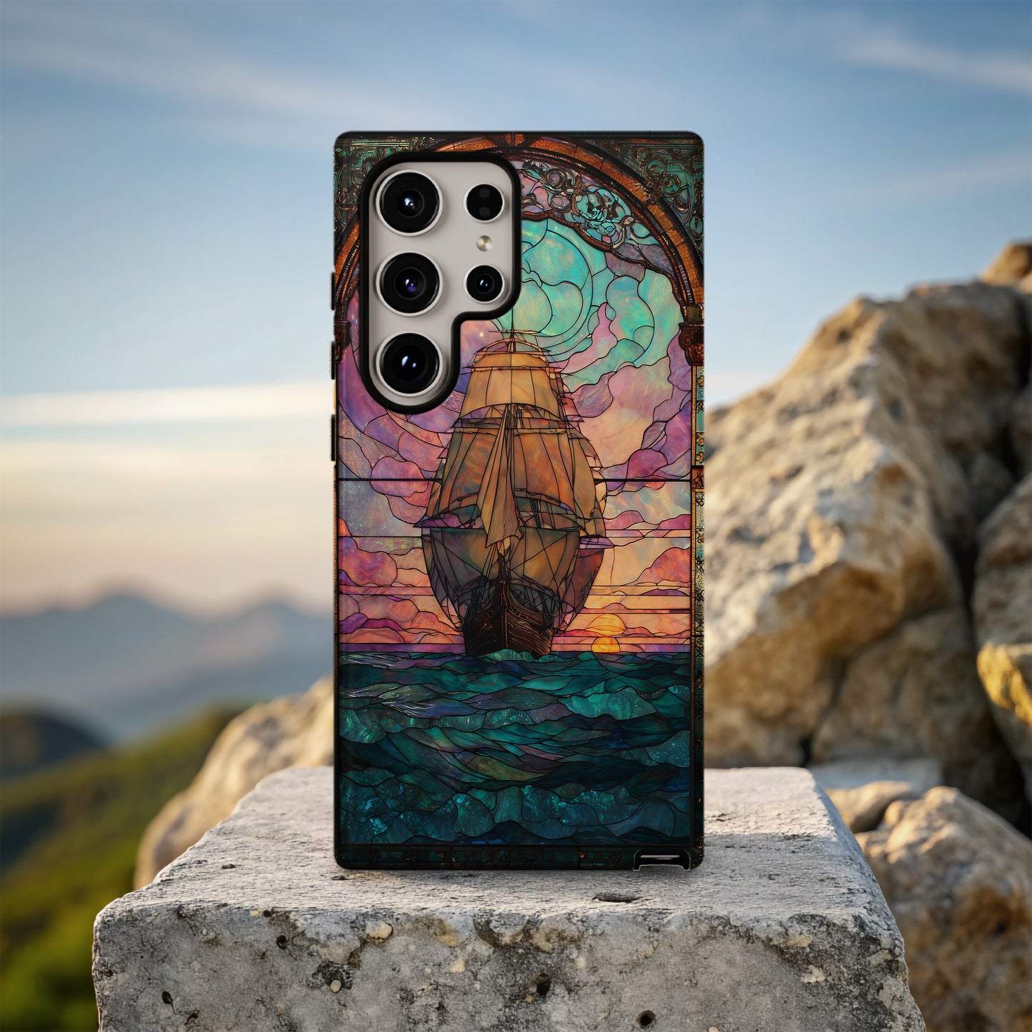 Celestial Voyage Stained Glass Phone Case