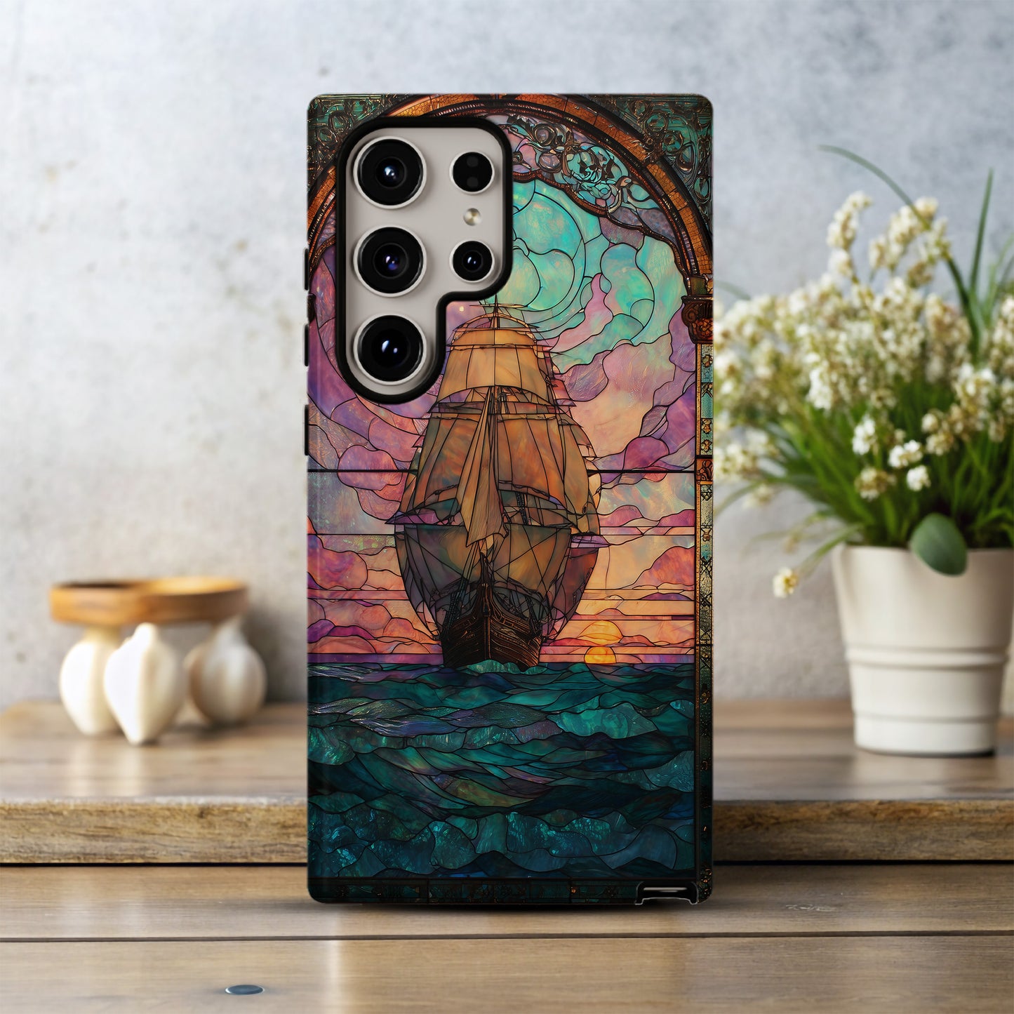 Celestial Voyage Stained Glass Phone Case