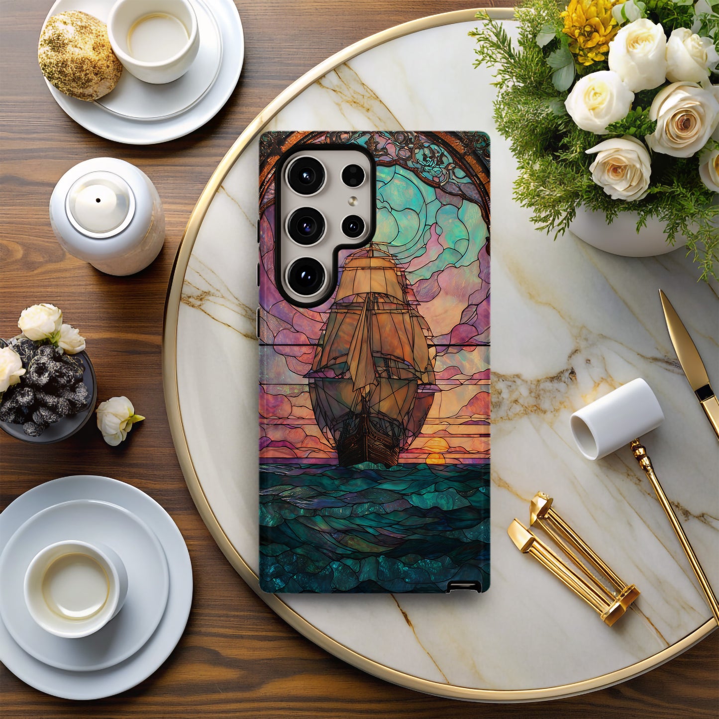 Celestial Voyage Stained Glass Phone Case