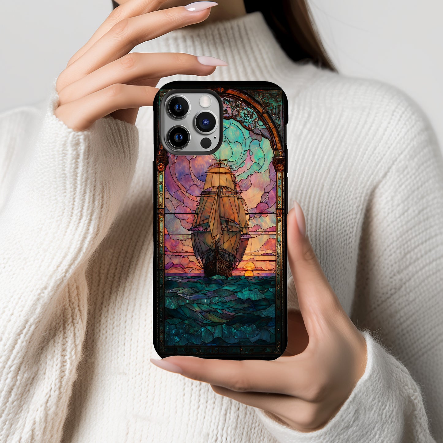 Celestial Voyage Stained Glass Phone Case