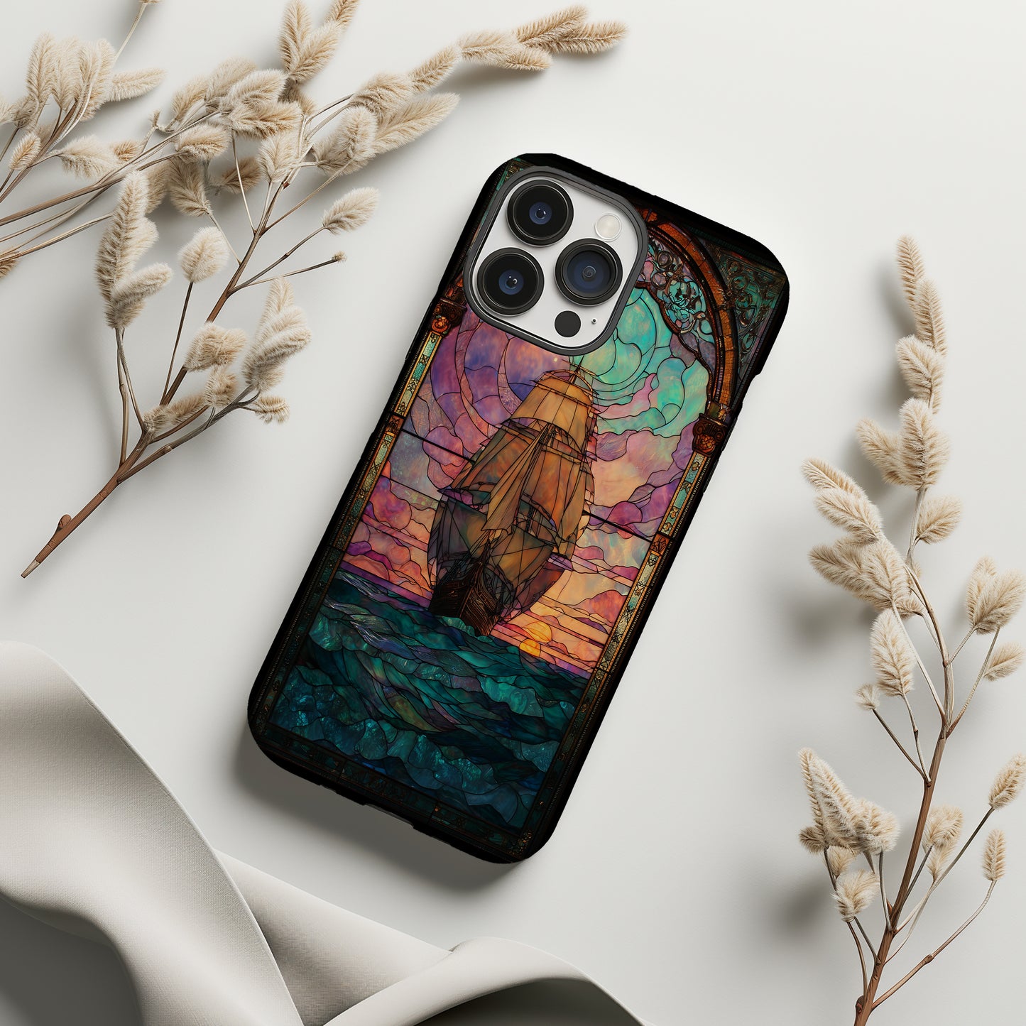 Celestial Voyage Stained Glass Phone Case