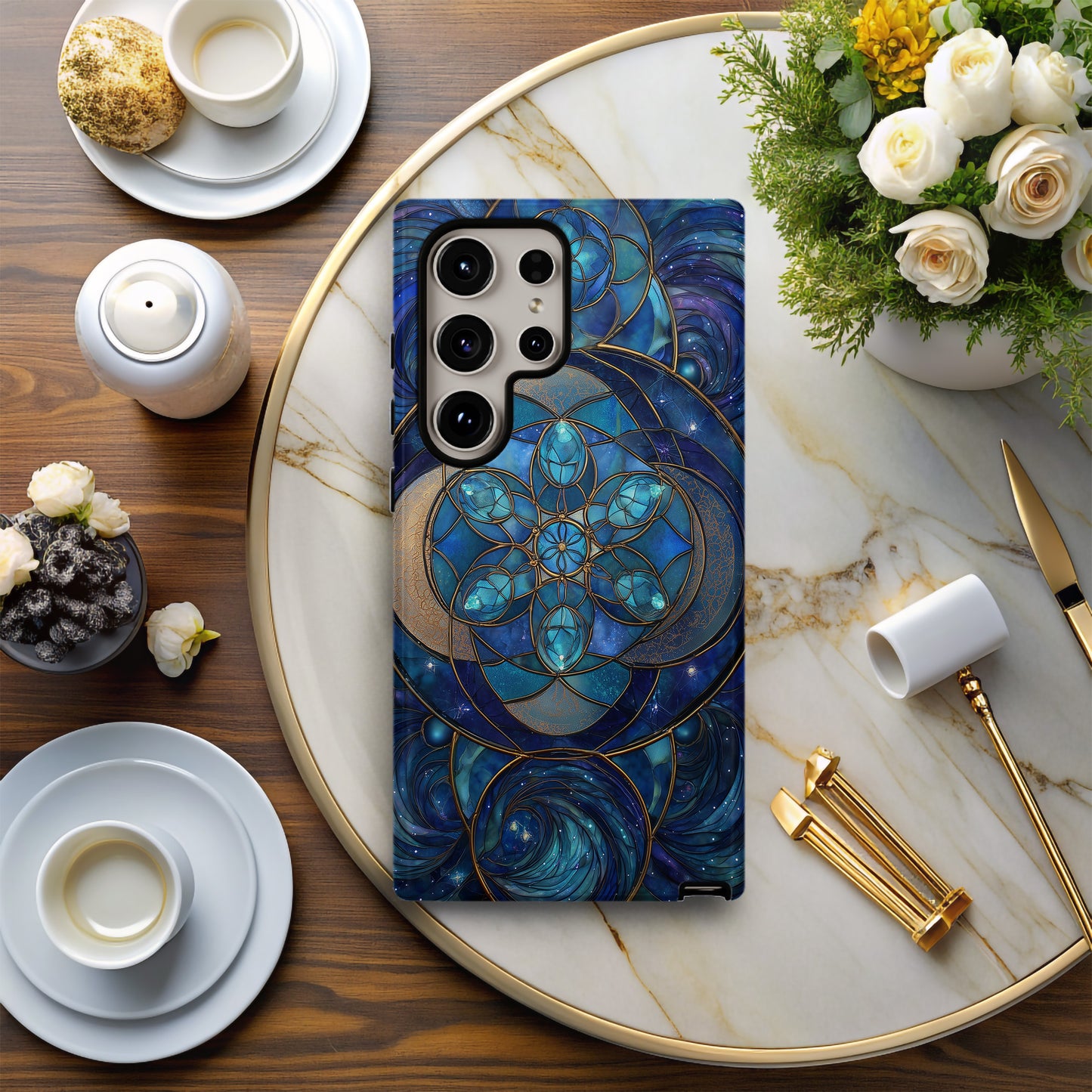 Celestial Mandala Stained Glass Phone Case