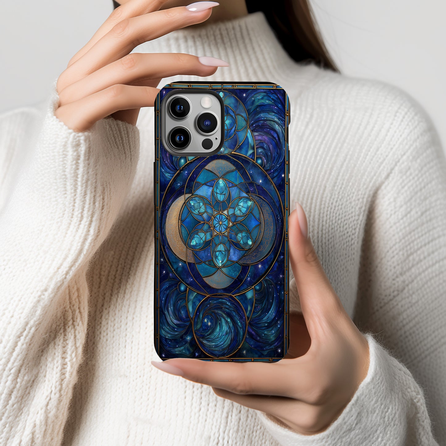 Celestial Mandala Stained Glass Phone Case