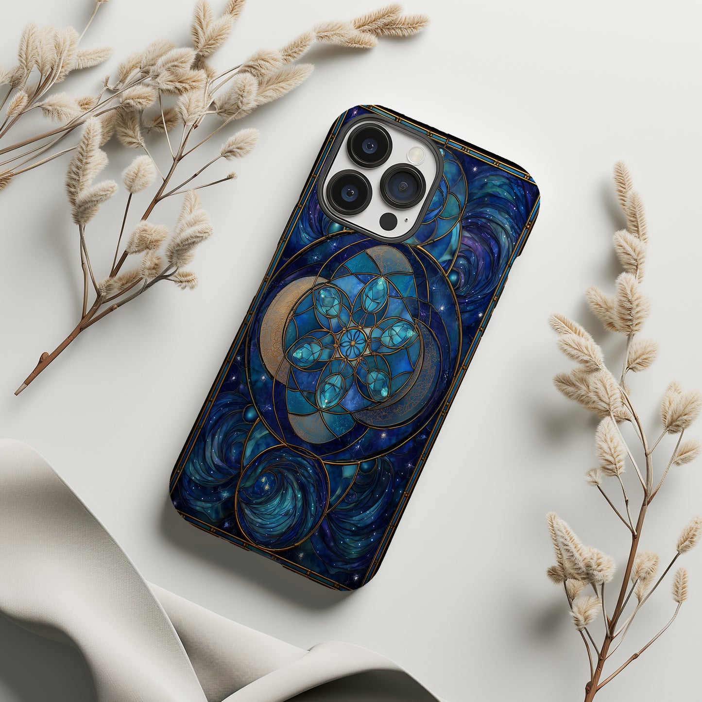 Celestial Mandala Stained Glass Phone Case