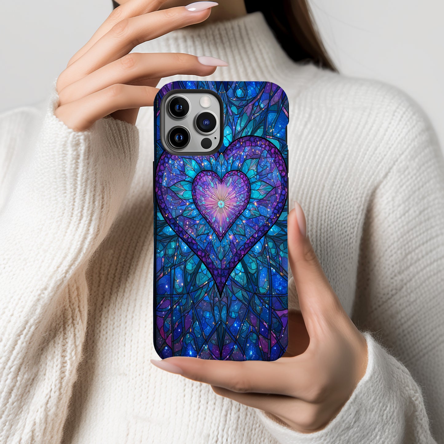 Celestial Heartlight Stained Glass Phone Case