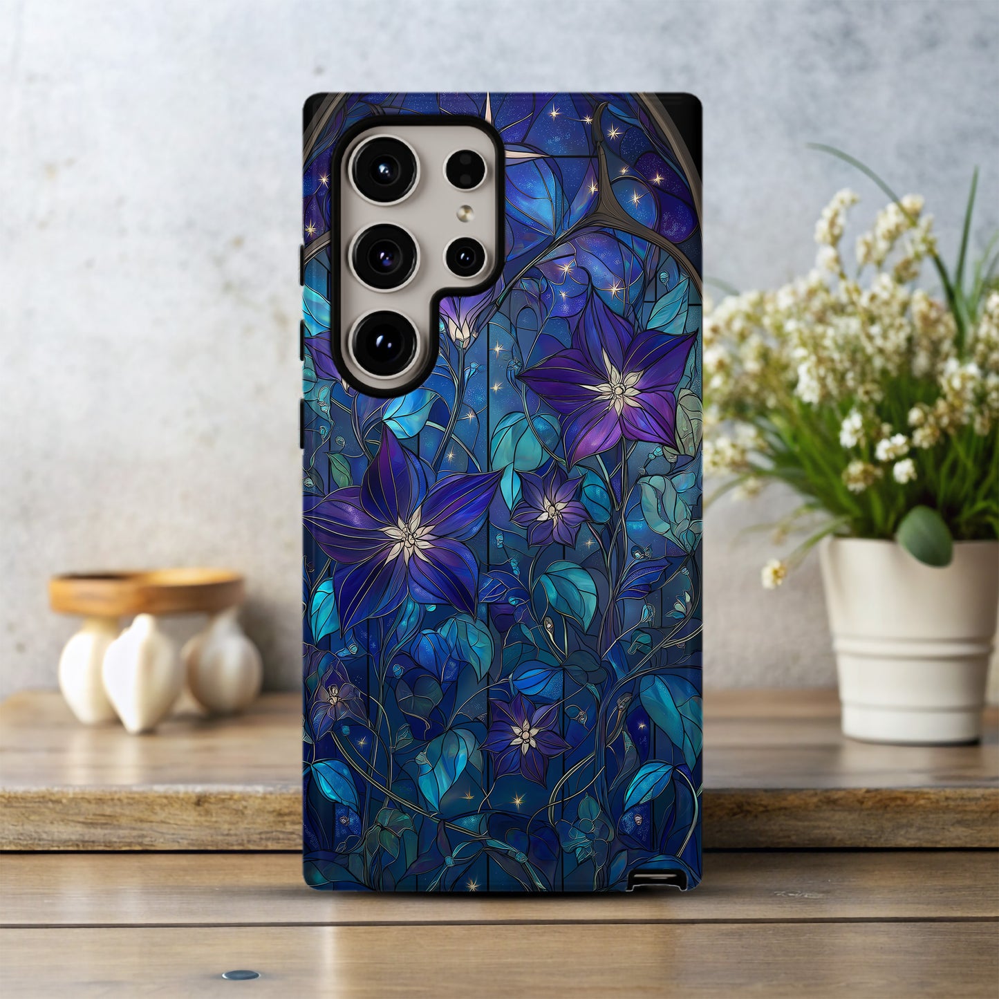 Nocturnal Garden Stained Glass Phone Case