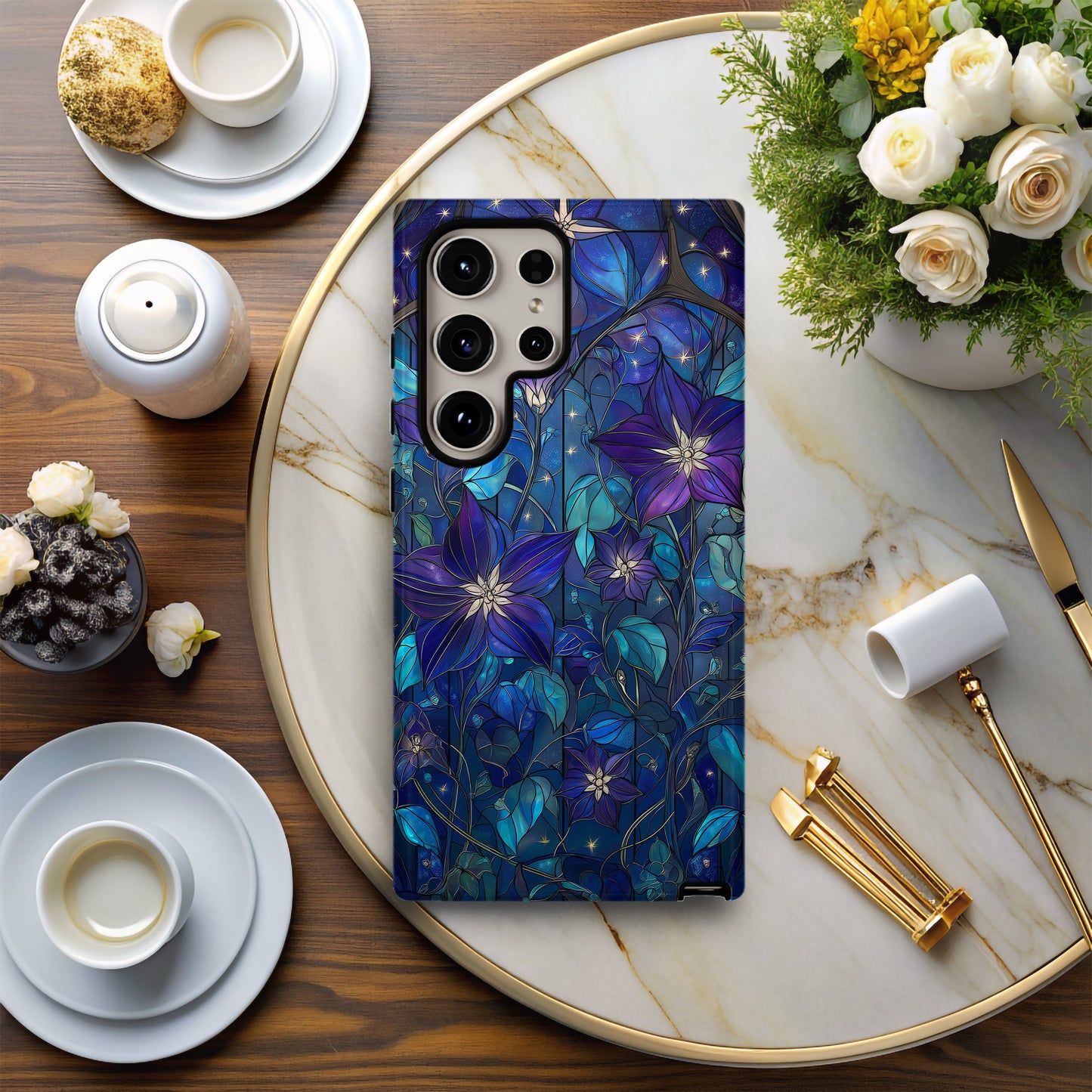 Nocturnal Garden Stained Glass Phone Case