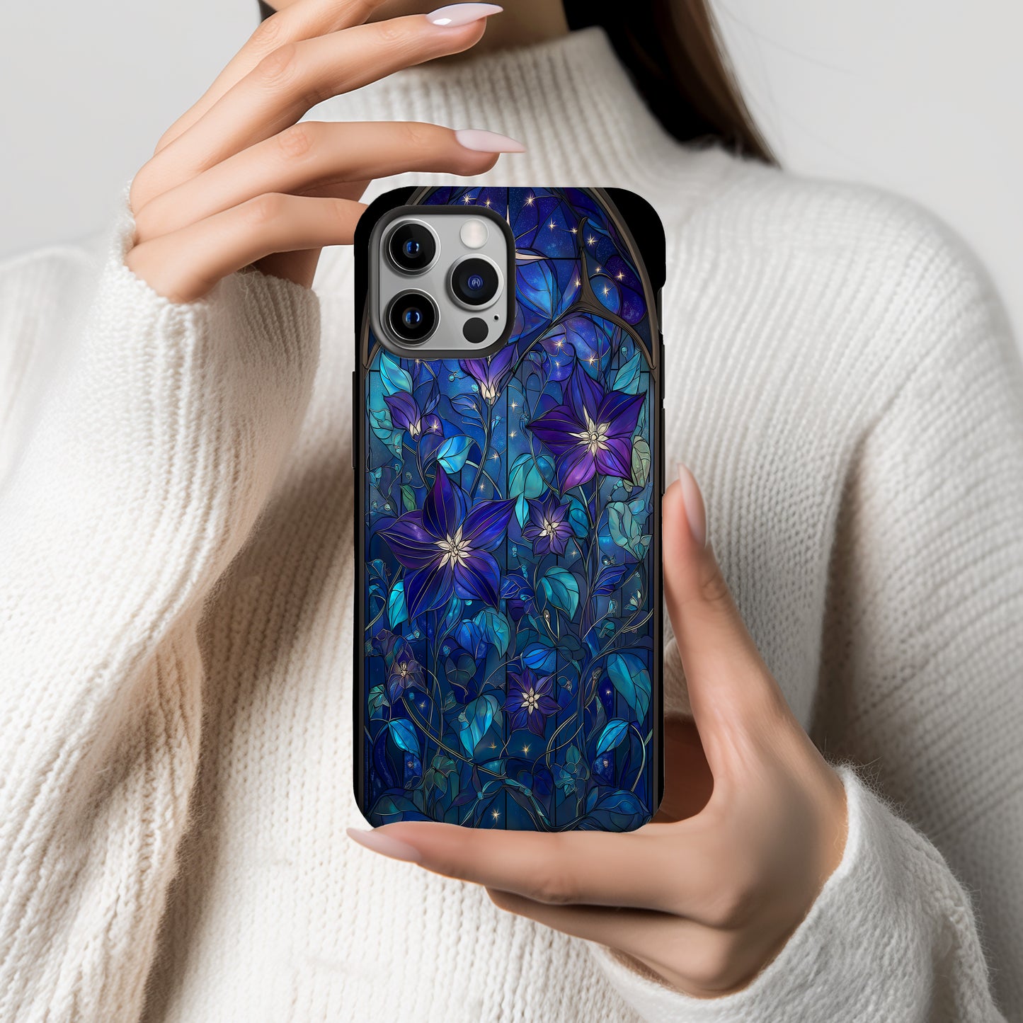 Nocturnal Garden Stained Glass Phone Case