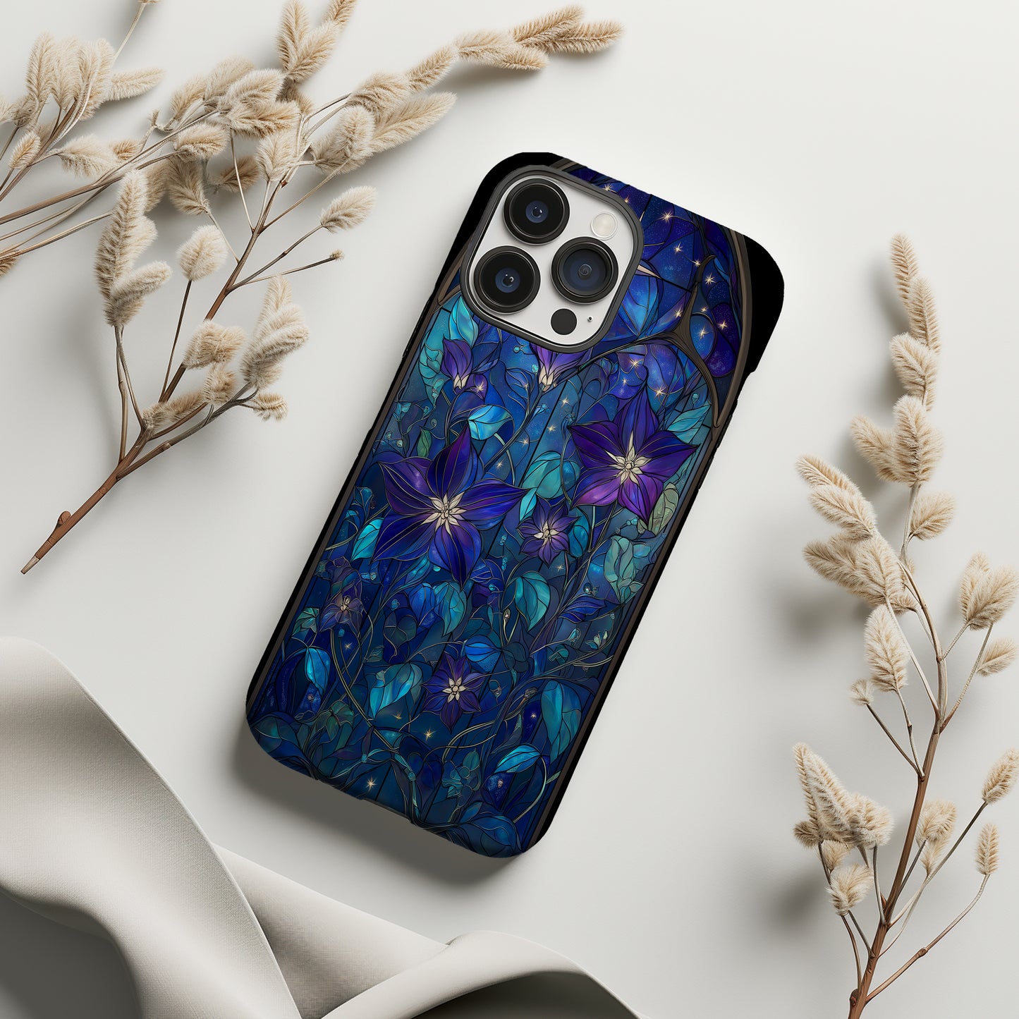 Nocturnal Garden Stained Glass Phone Case