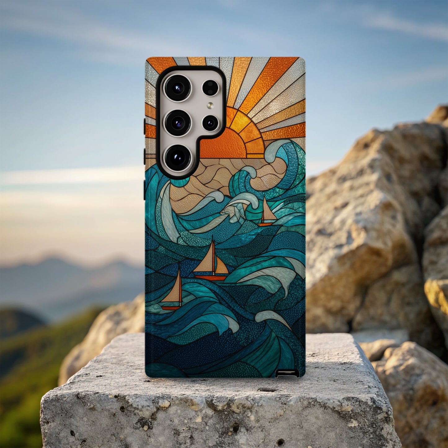 Ocean Sunrise Stained Glass Phone Case