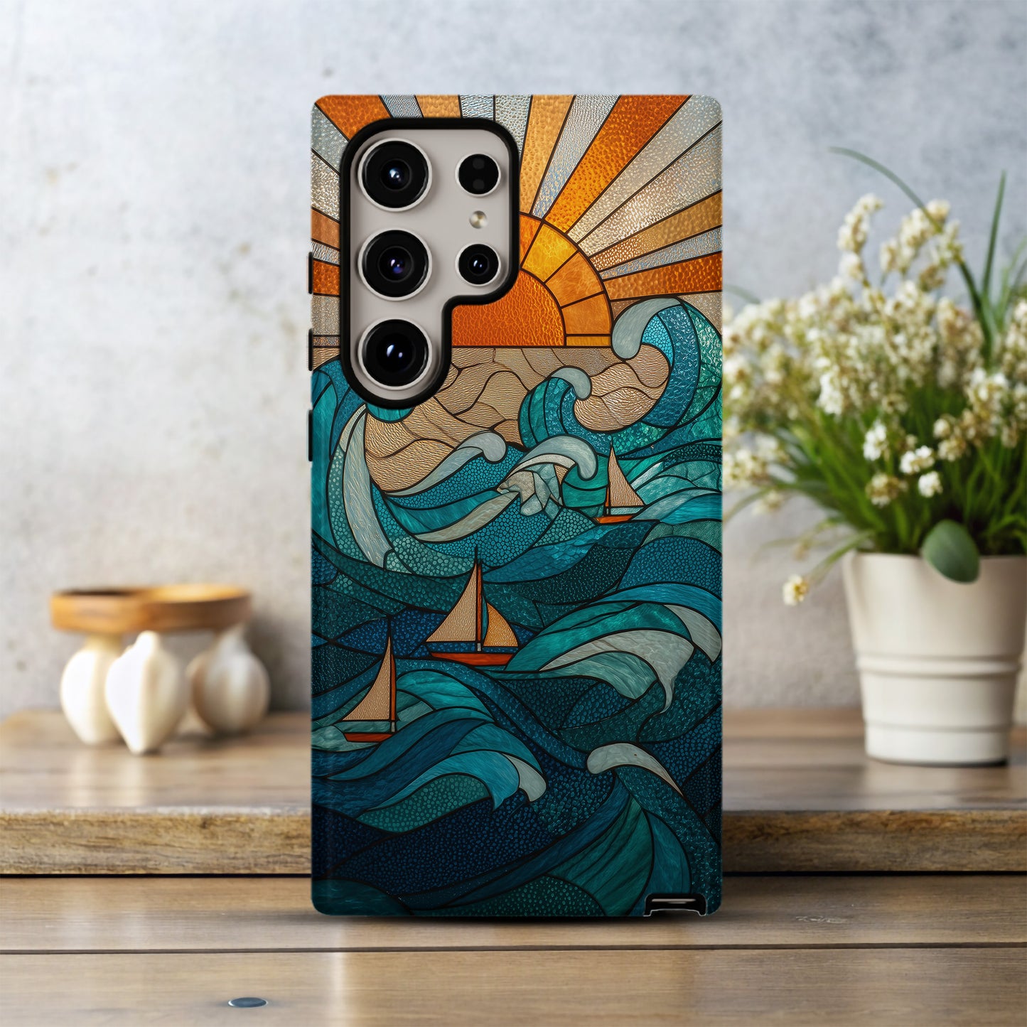 Ocean Sunrise Stained Glass Phone Case