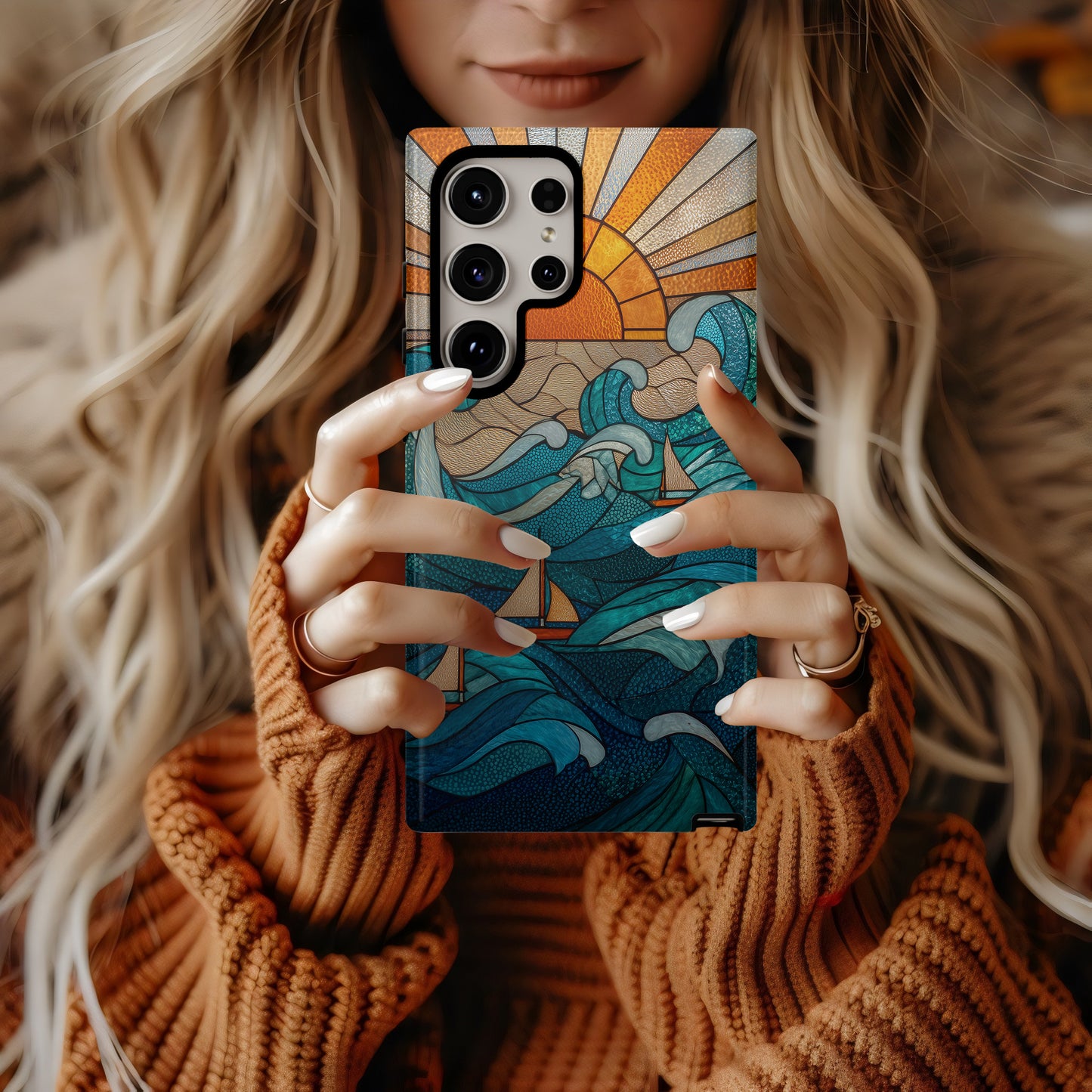 Ocean Sunrise Stained Glass Phone Case