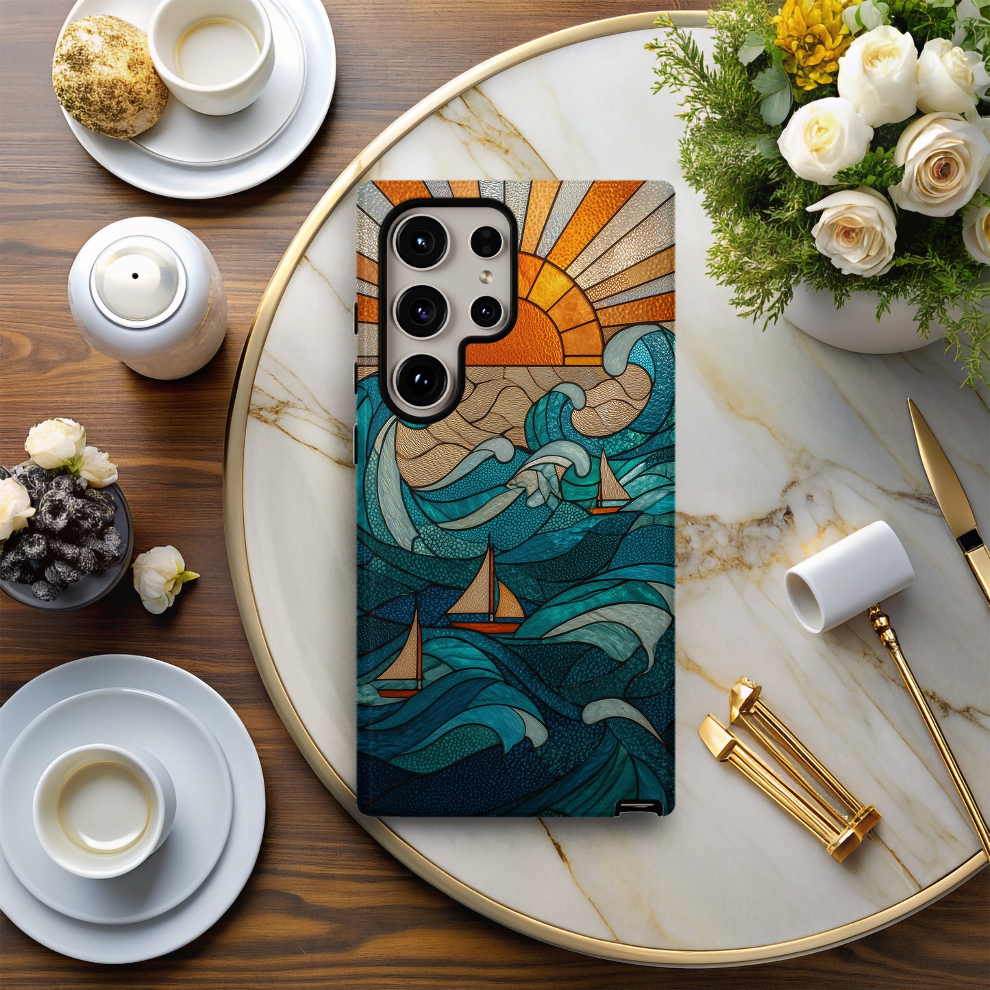 Ocean Sunrise Stained Glass Phone Case
