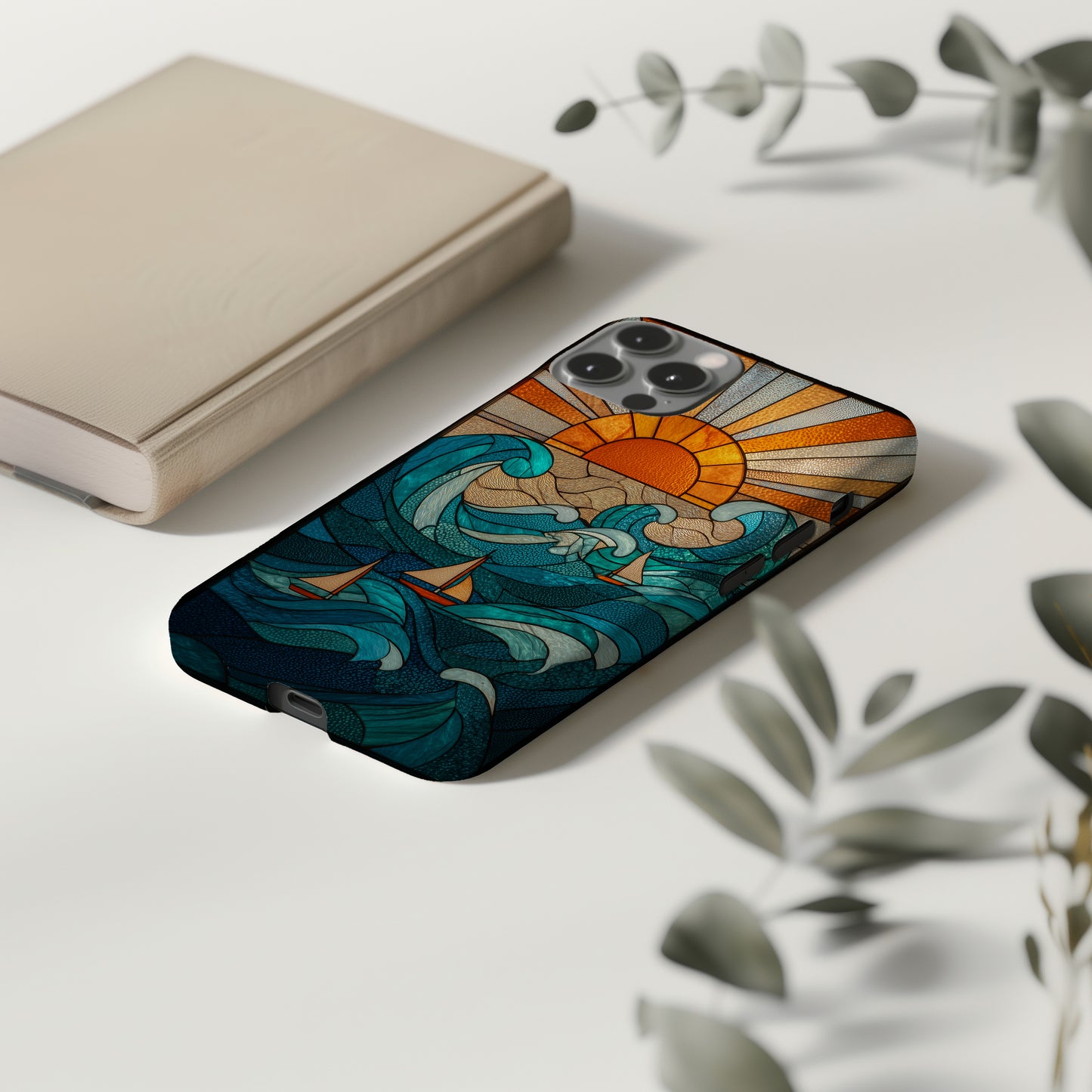 Ocean Sunrise Stained Glass Phone Case