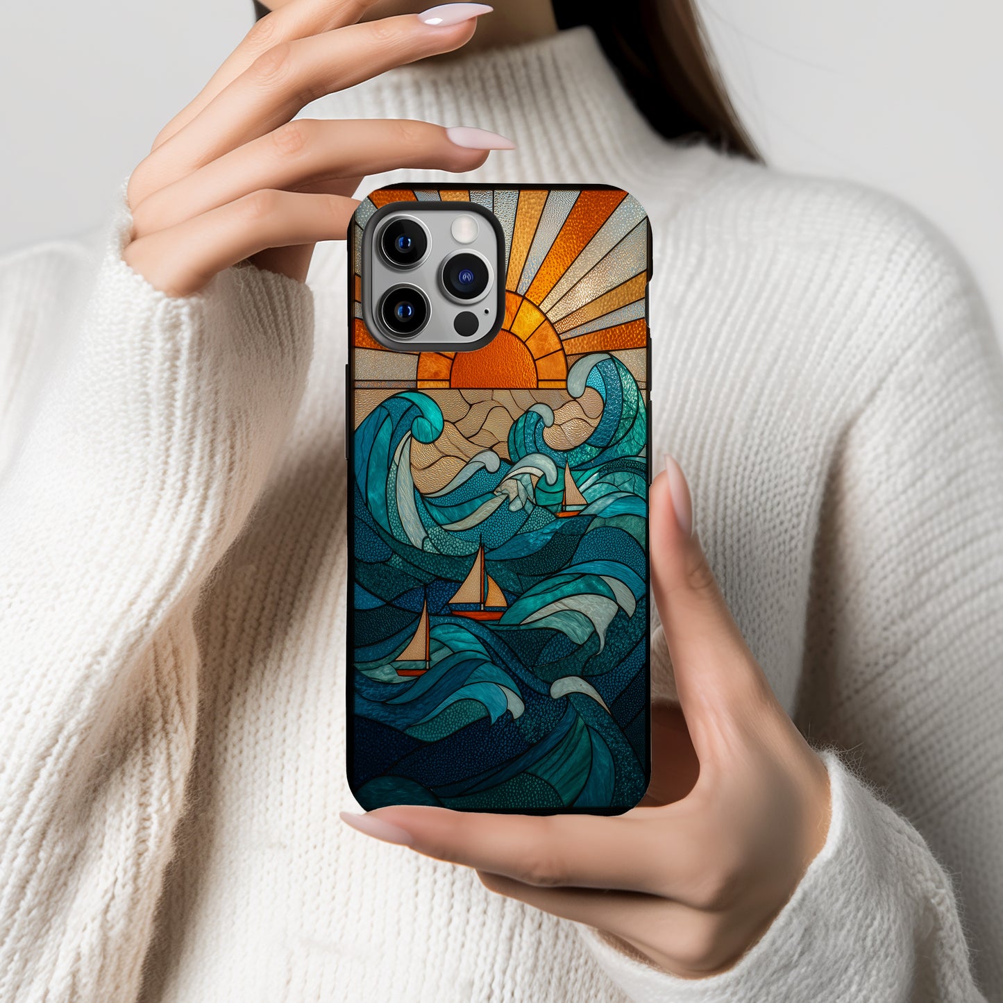 Ocean Sunrise Stained Glass Phone Case