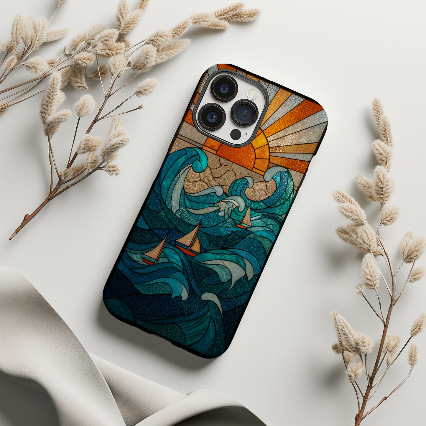 Ocean Sunrise Stained Glass Phone Case