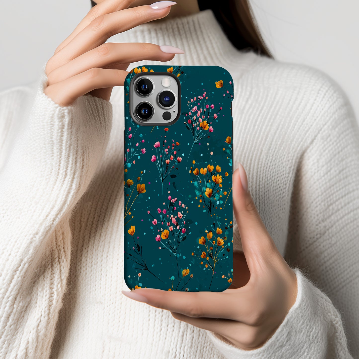 Midnight Wildflower Meadow Phone Case