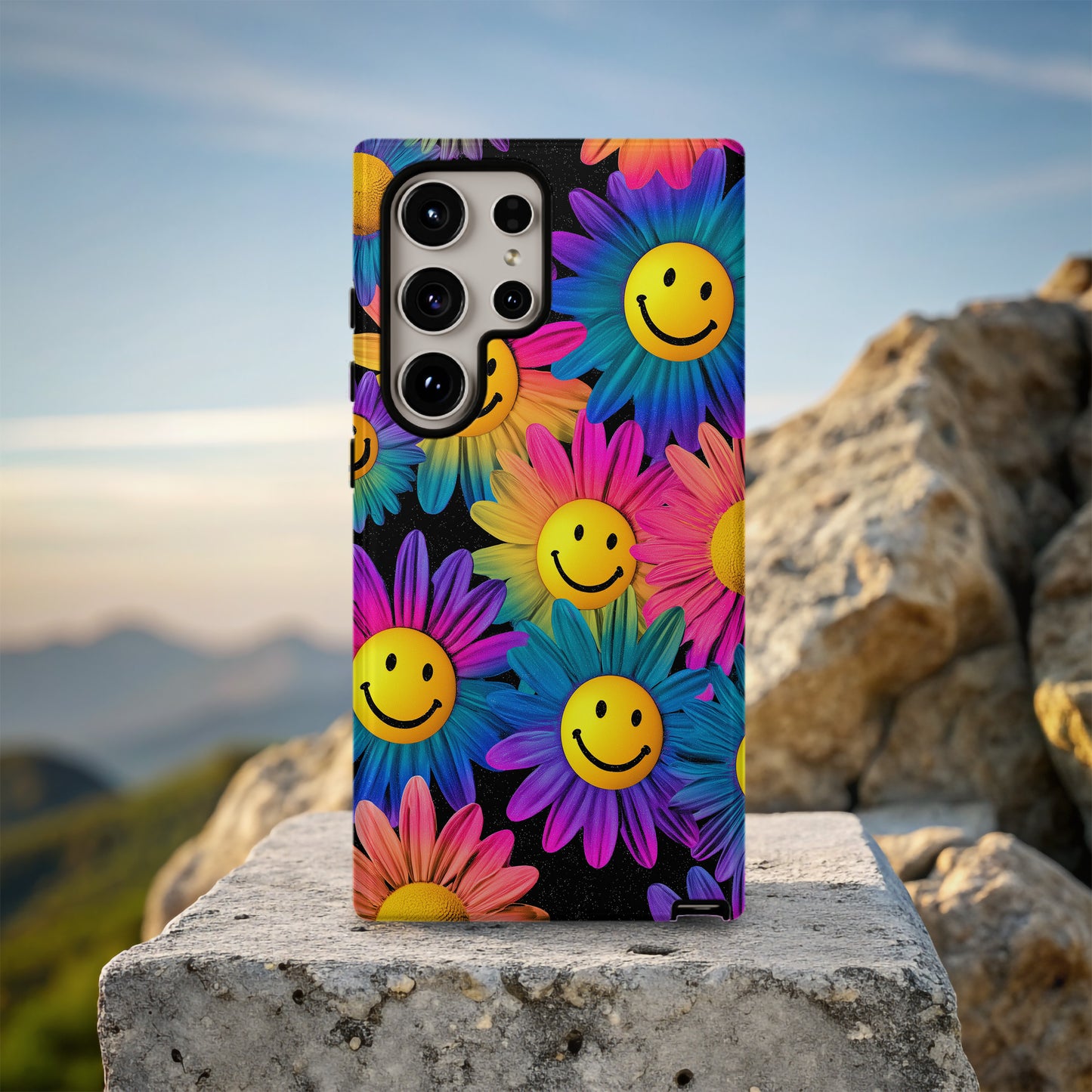 Neon Bloom Smiley Phone Case