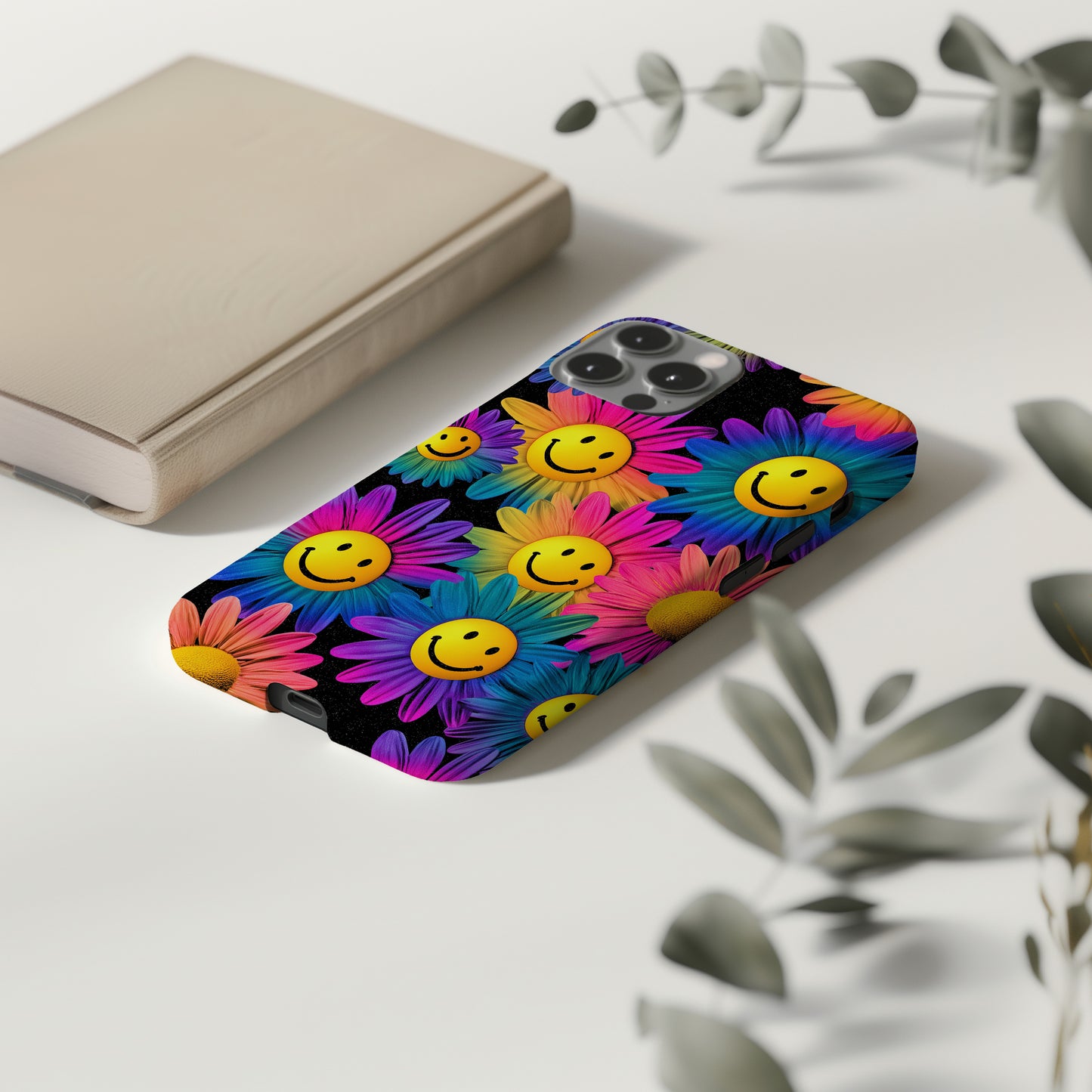 Neon Bloom Smiley Phone Case