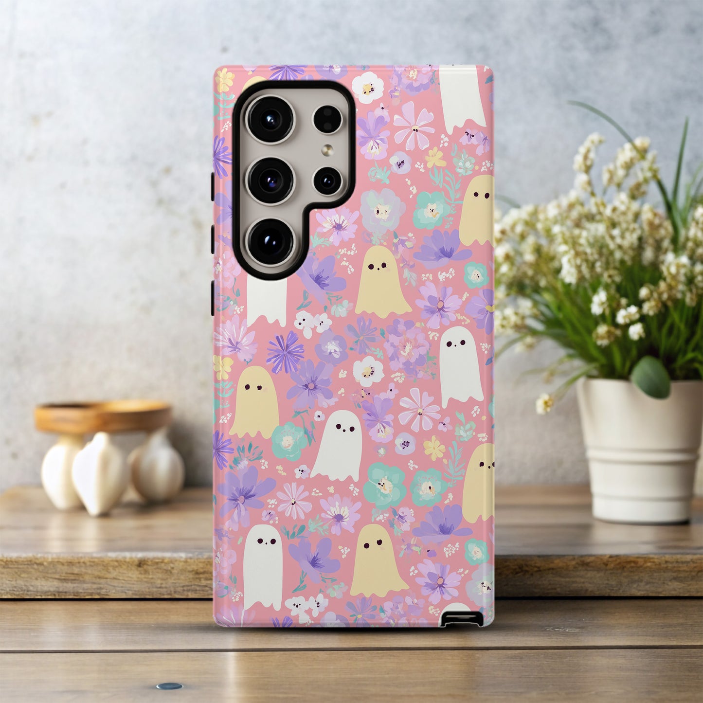 Floral Ghost Aesthetic Phone Case β Cute Pastel Protective Case