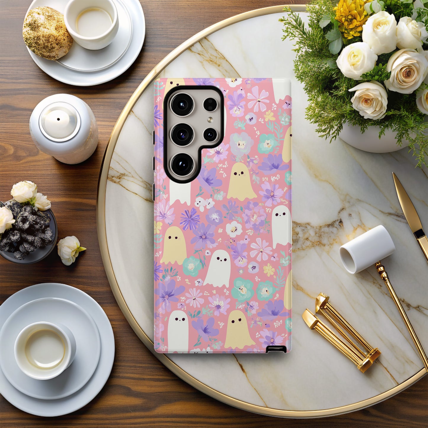 Floral Ghost Aesthetic Phone Case β Cute Pastel Protective Case