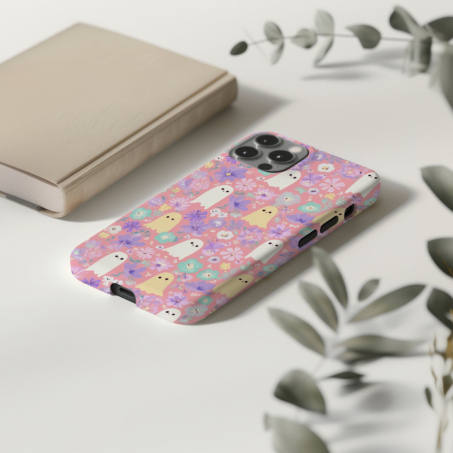 Floral Ghost Aesthetic Phone Case β Cute Pastel Protective Case