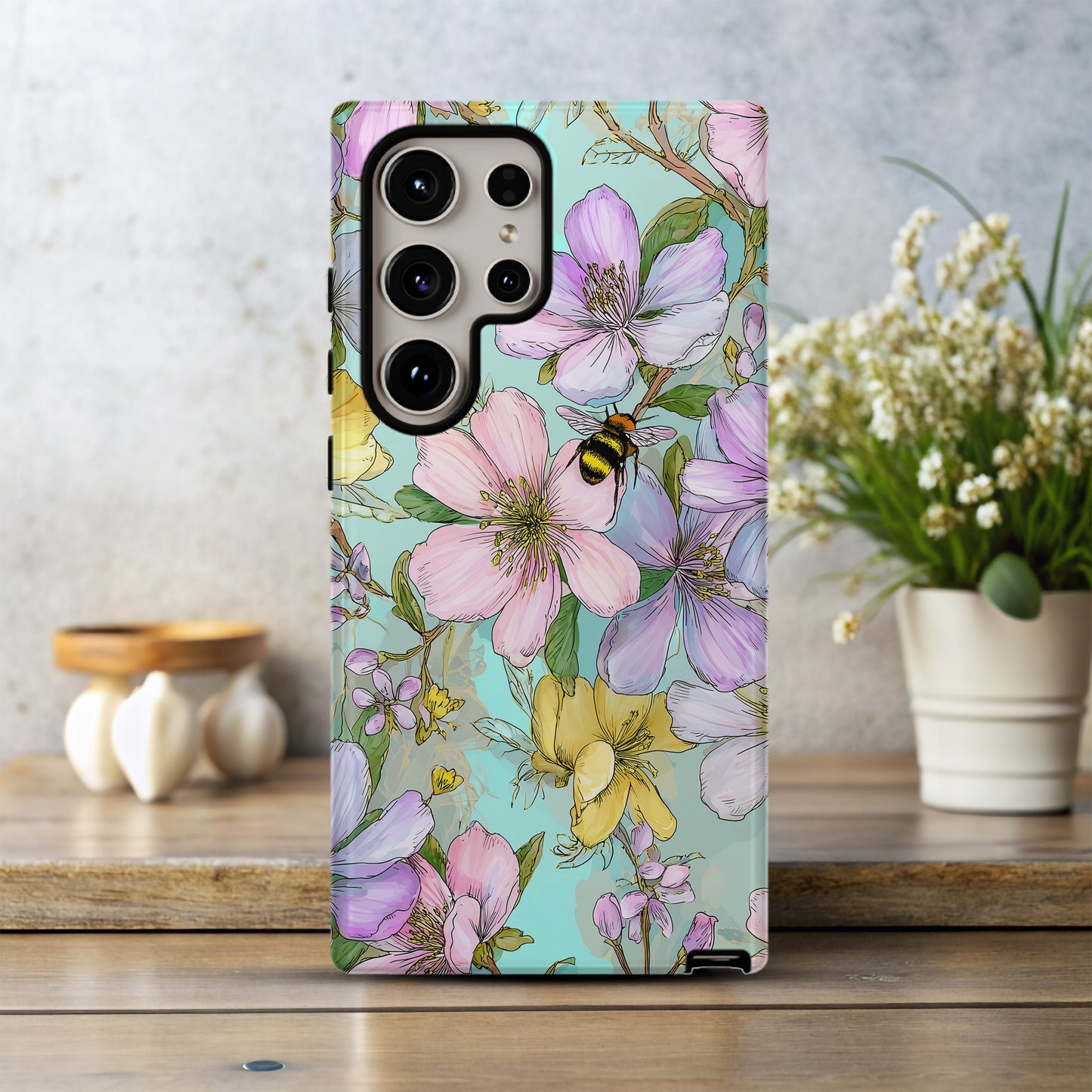 Spring Blossom Bee Phone Case β Pastel Floral Aesthetic Protective Case