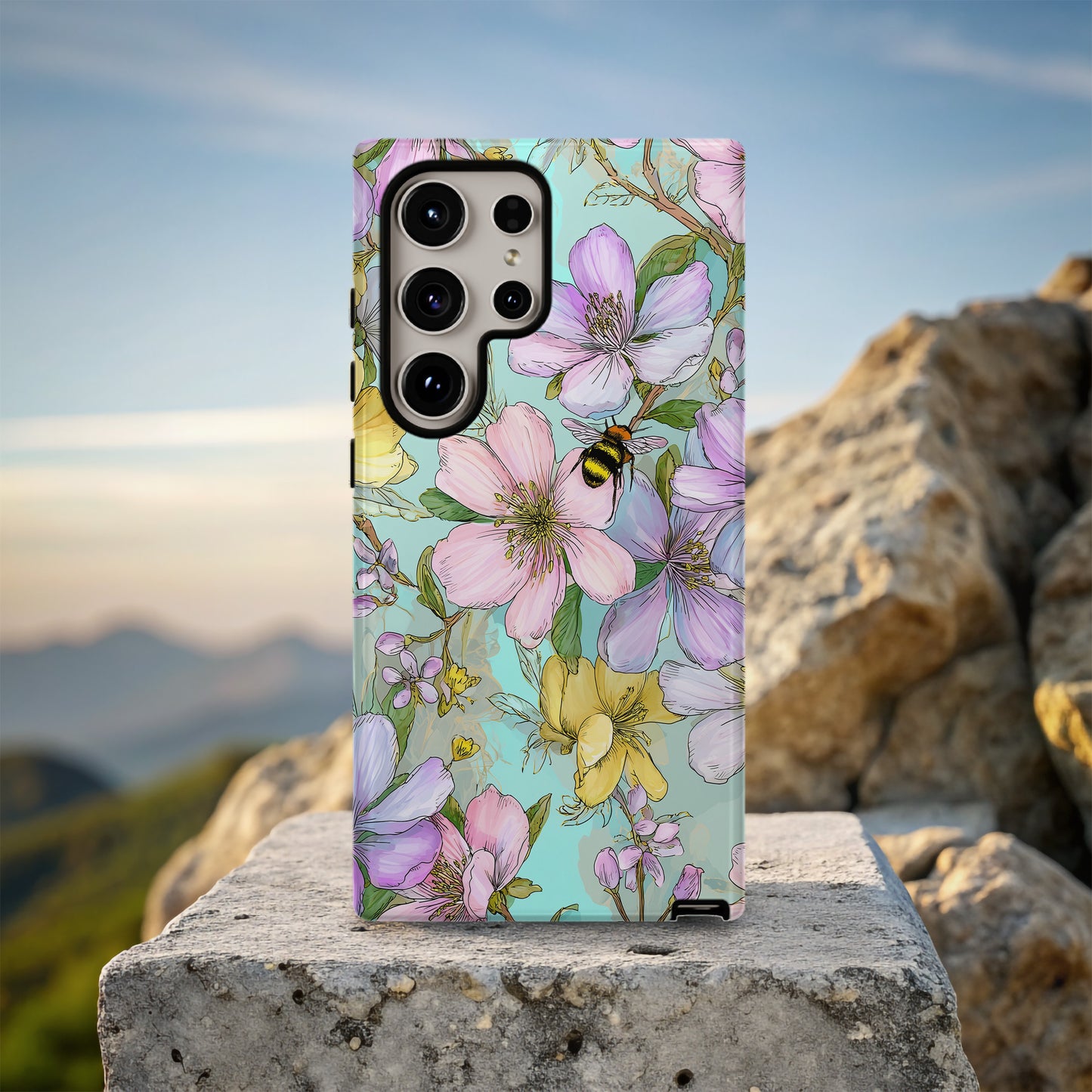 Spring Blossom Bee Phone Case β Pastel Floral Aesthetic Protective Case