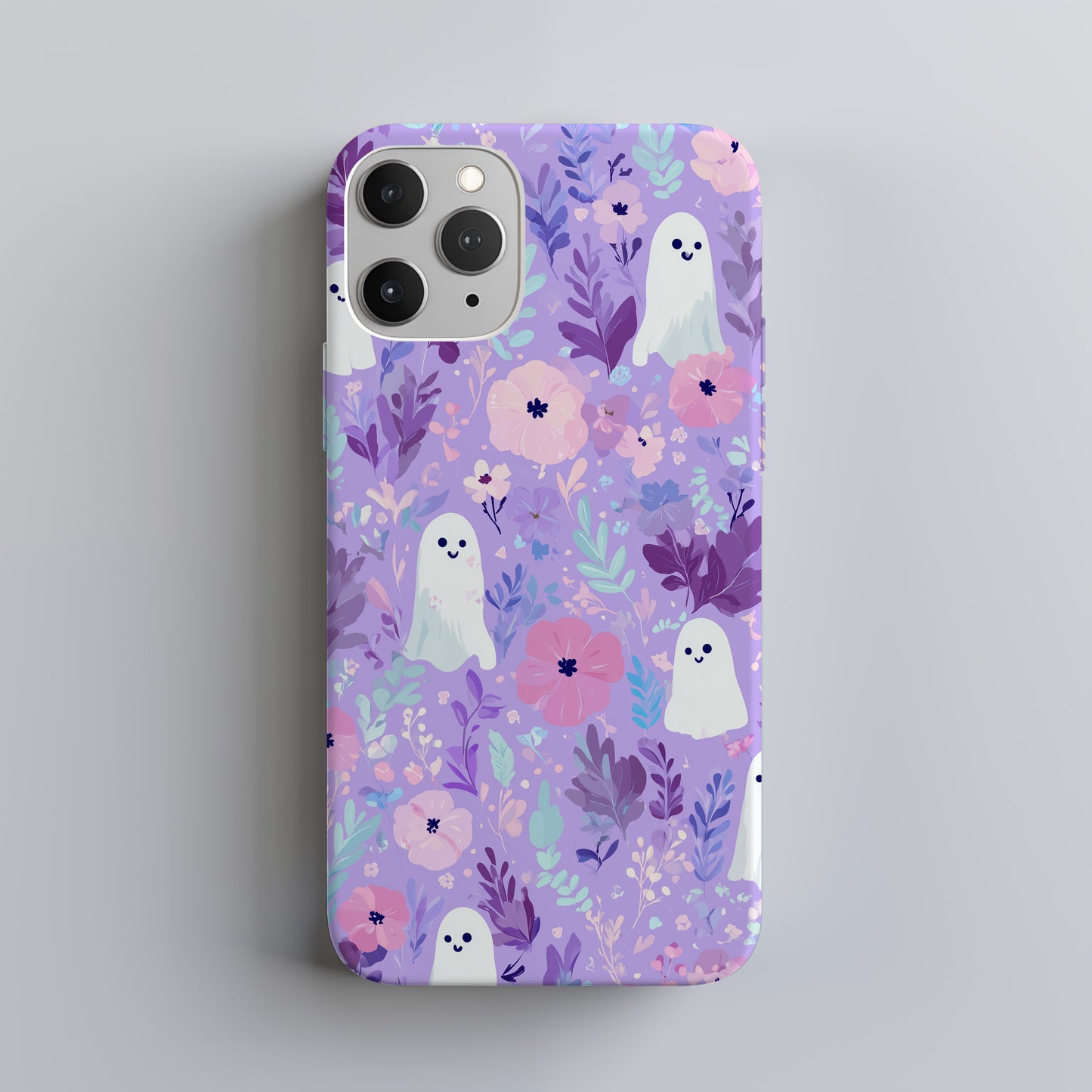 Lavender Ghost Floral Phone Case β Cute Pastel Purple Aesthetic Protective Case