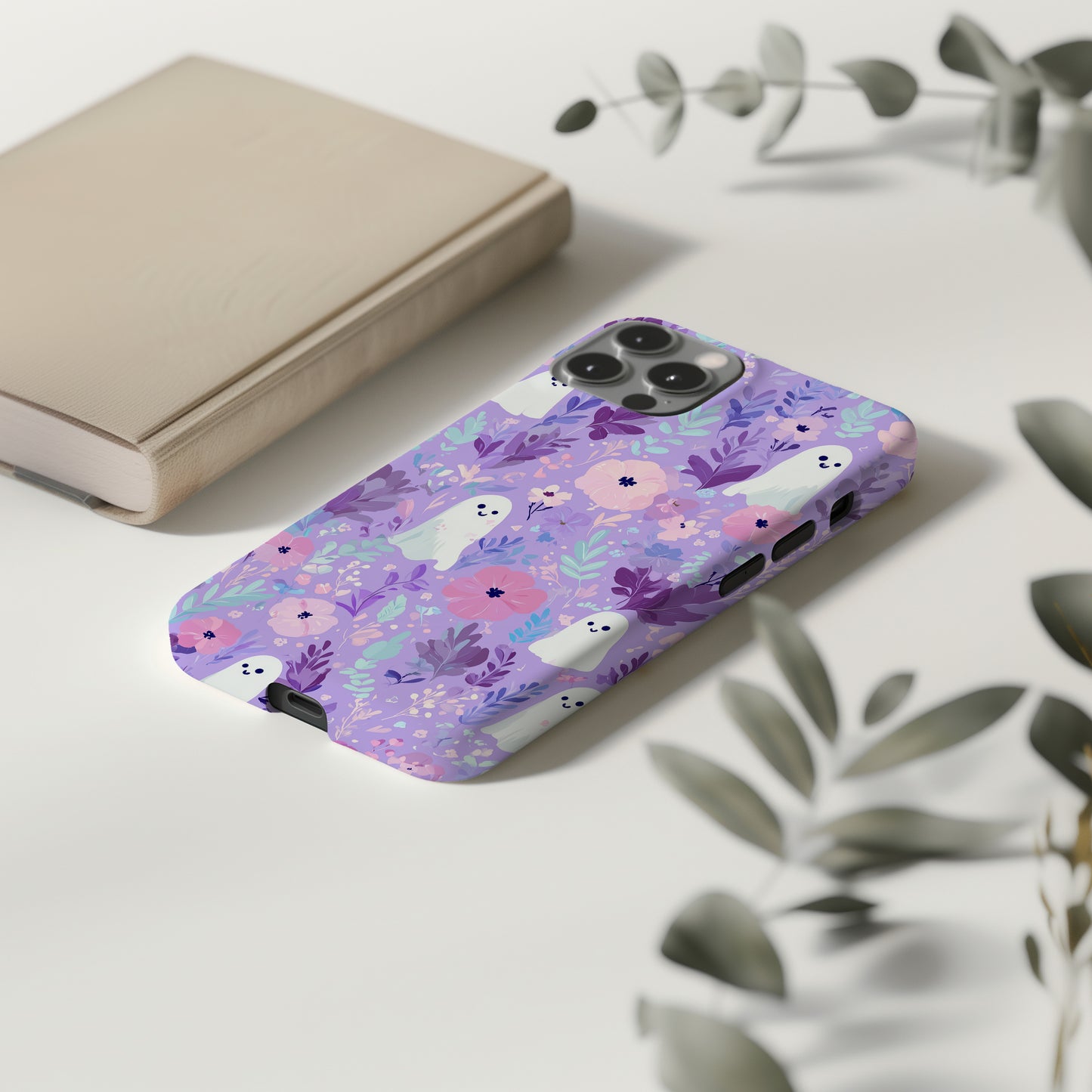 Lavender Ghost Floral Phone Case β Cute Pastel Purple Aesthetic Protective Case