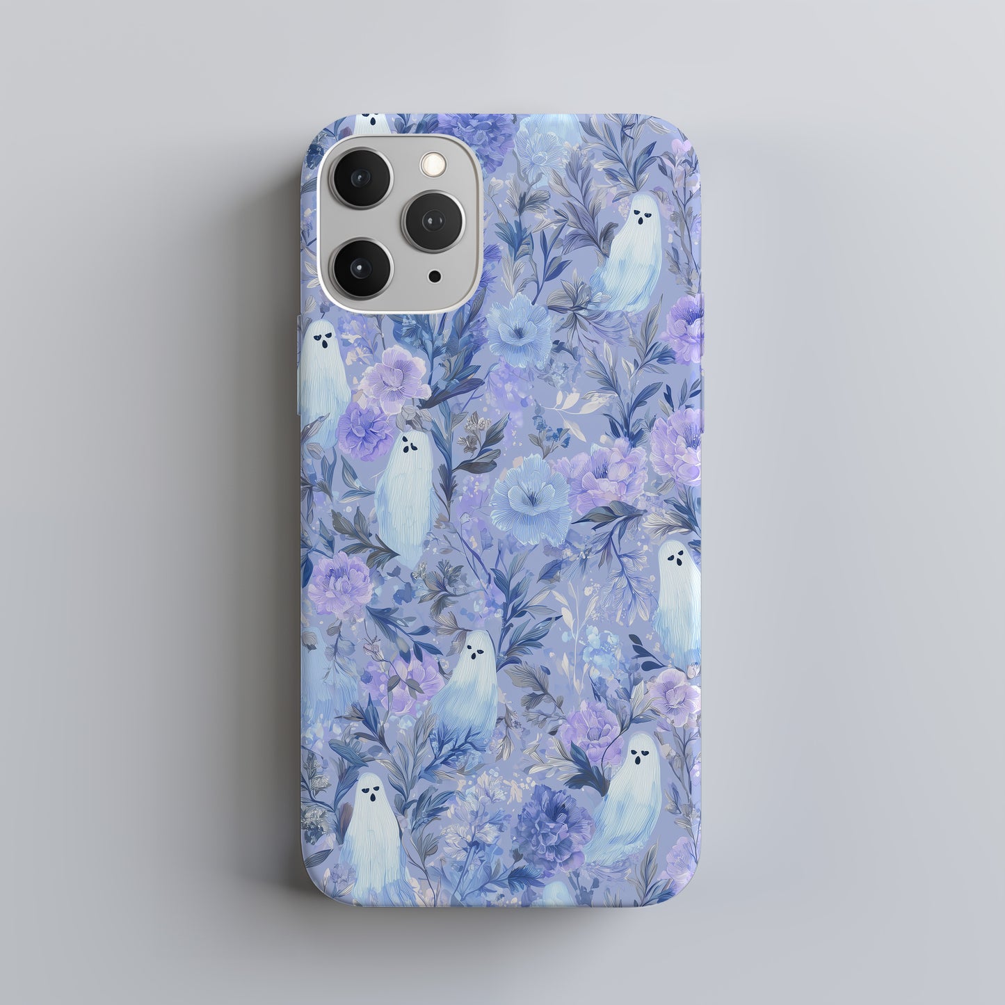Blue Ghost Floral Phone Case β Pastel Gothic Aesthetic Protective Case