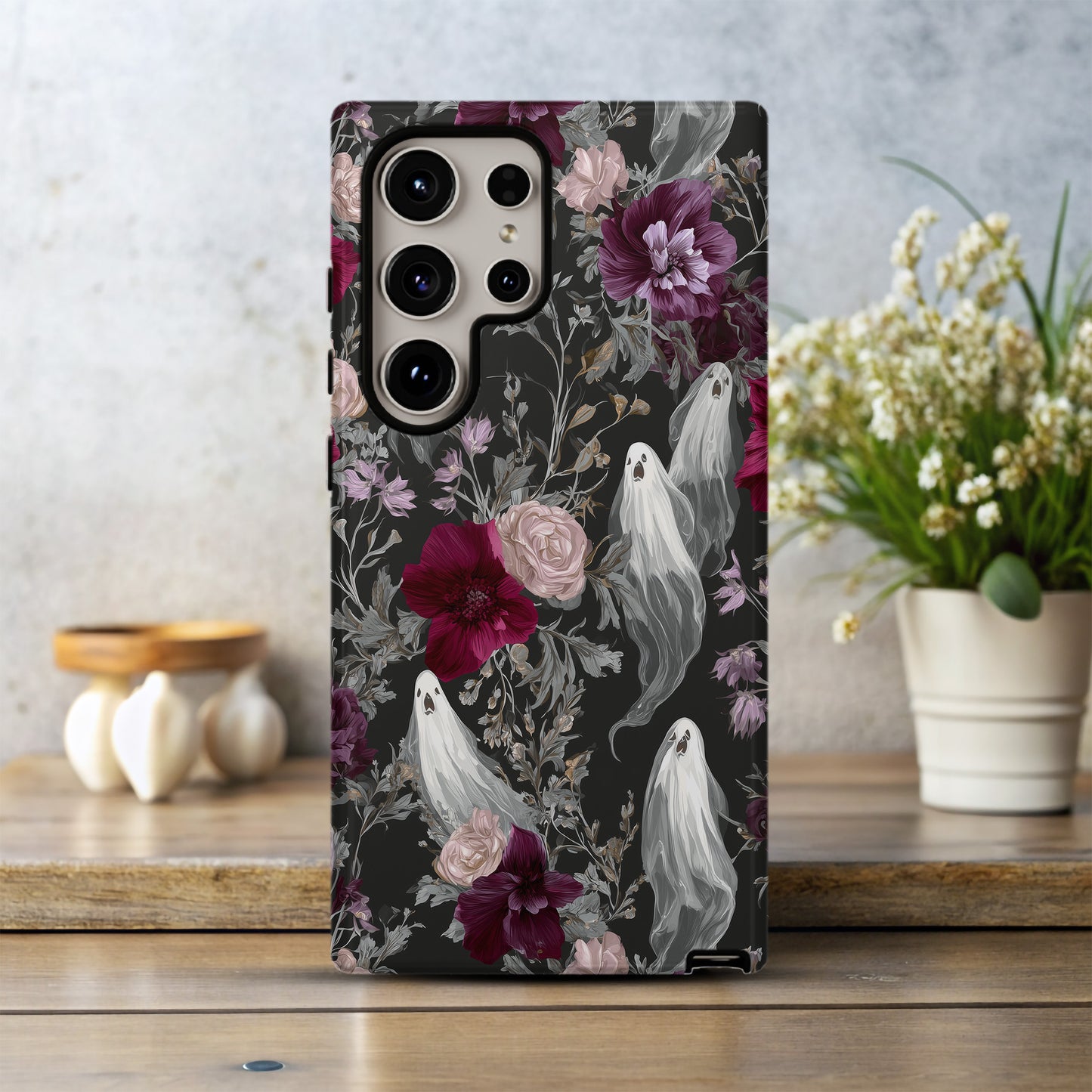 Gothic Ghost Rose Phone Case – Dark Floral Aesthetic Protective Case