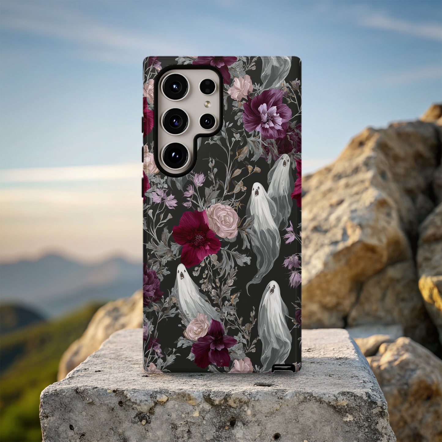 Gothic Ghost Rose Phone Case β Dark Floral Aesthetic Protective Case