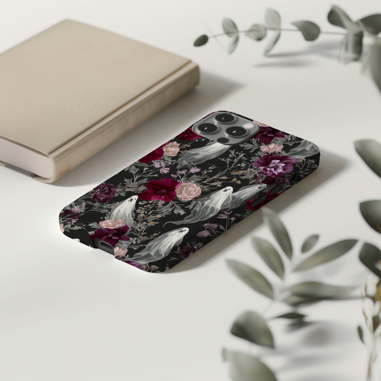 Gothic Ghost Rose Phone Case β Dark Floral Aesthetic Protective Case