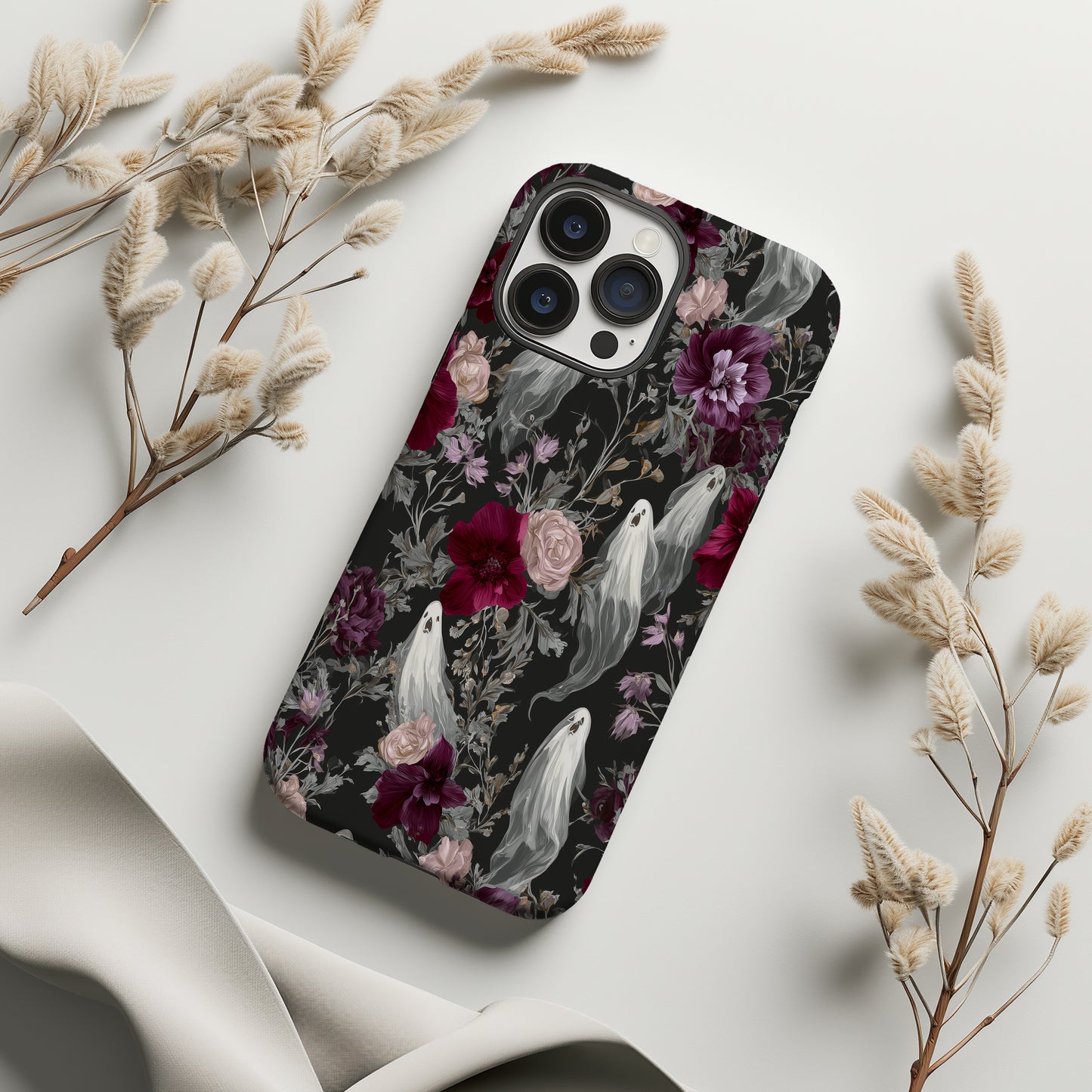 Gothic Ghost Rose Phone Case β Dark Floral Aesthetic Protective Case