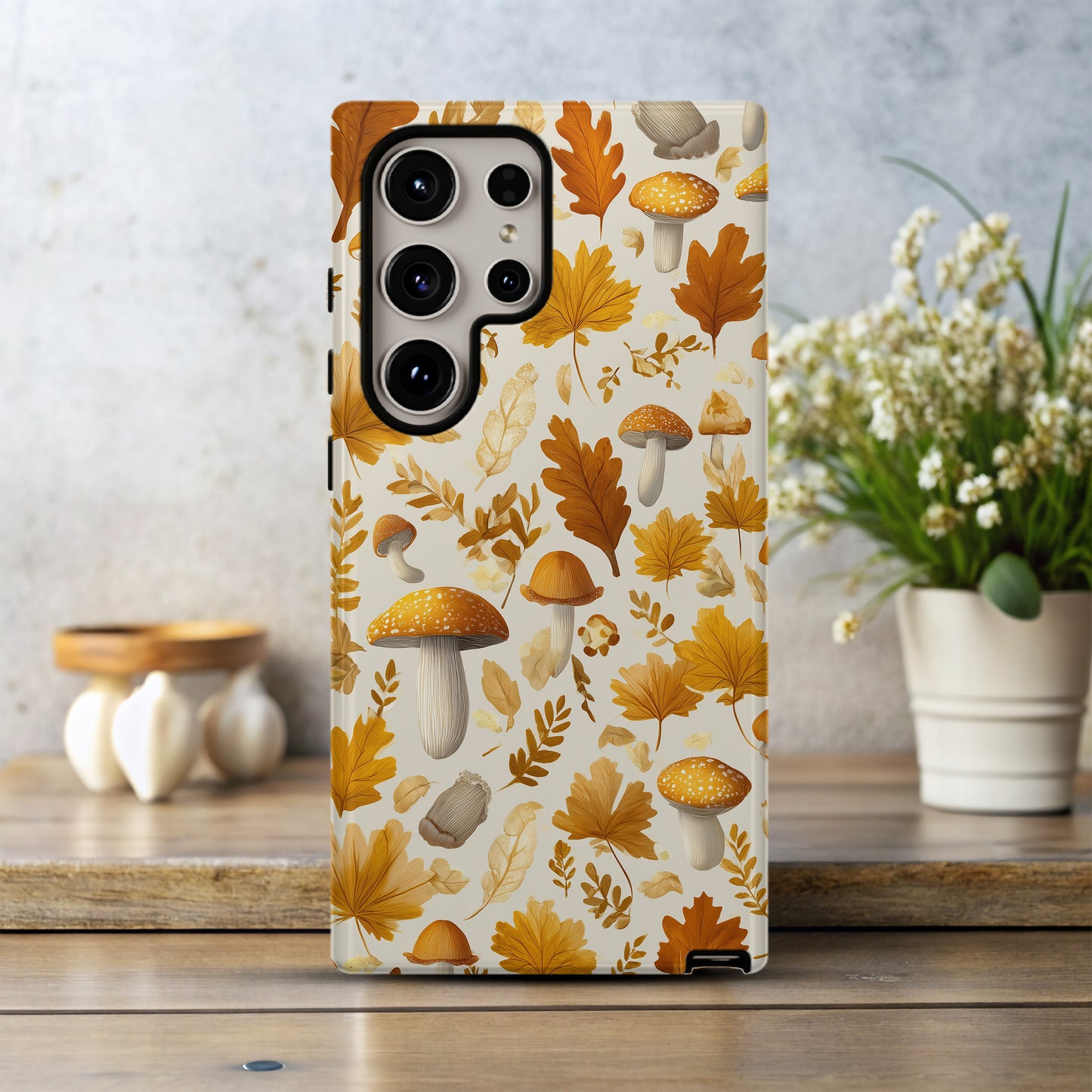 ๐ Autumn Mushroom Forest Protective Phone Case โ Fall Foliage Design