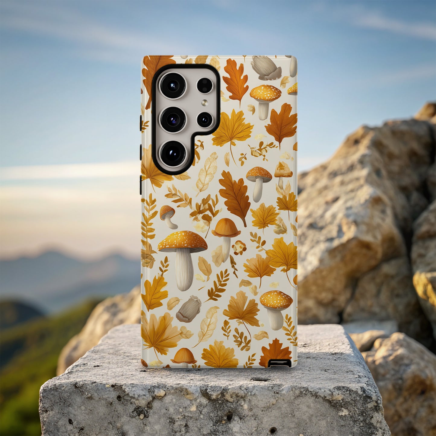 ๐ Autumn Mushroom Forest Protective Phone Case โ Fall Foliage Design