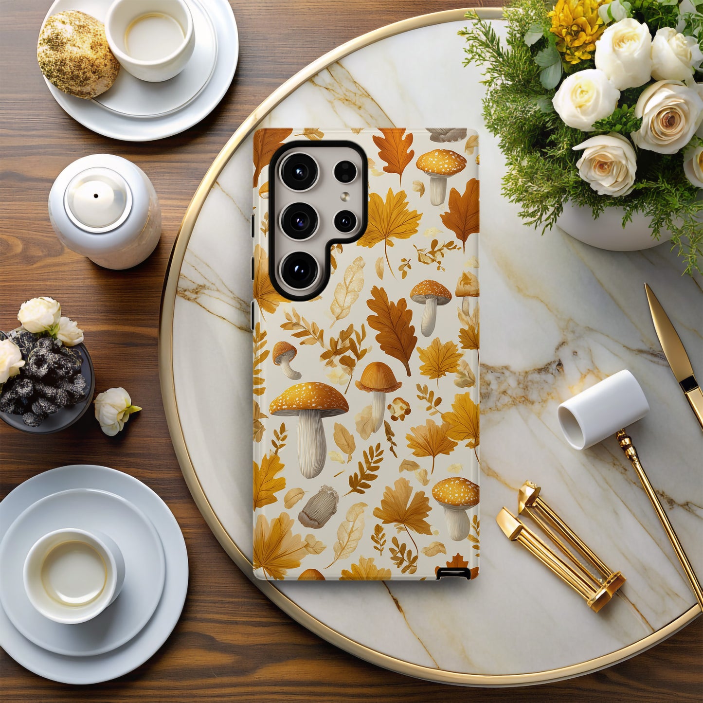 ๐ Autumn Mushroom Forest Protective Phone Case โ Fall Foliage Design