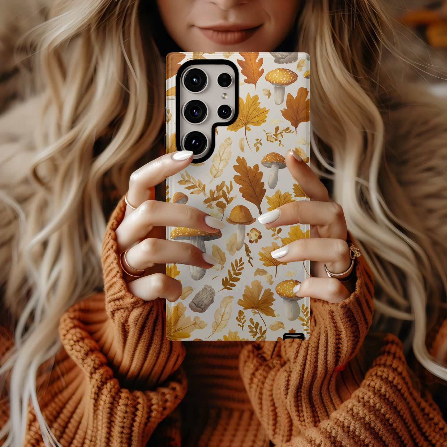๐ Autumn Mushroom Forest Protective Phone Case โ Fall Foliage Design