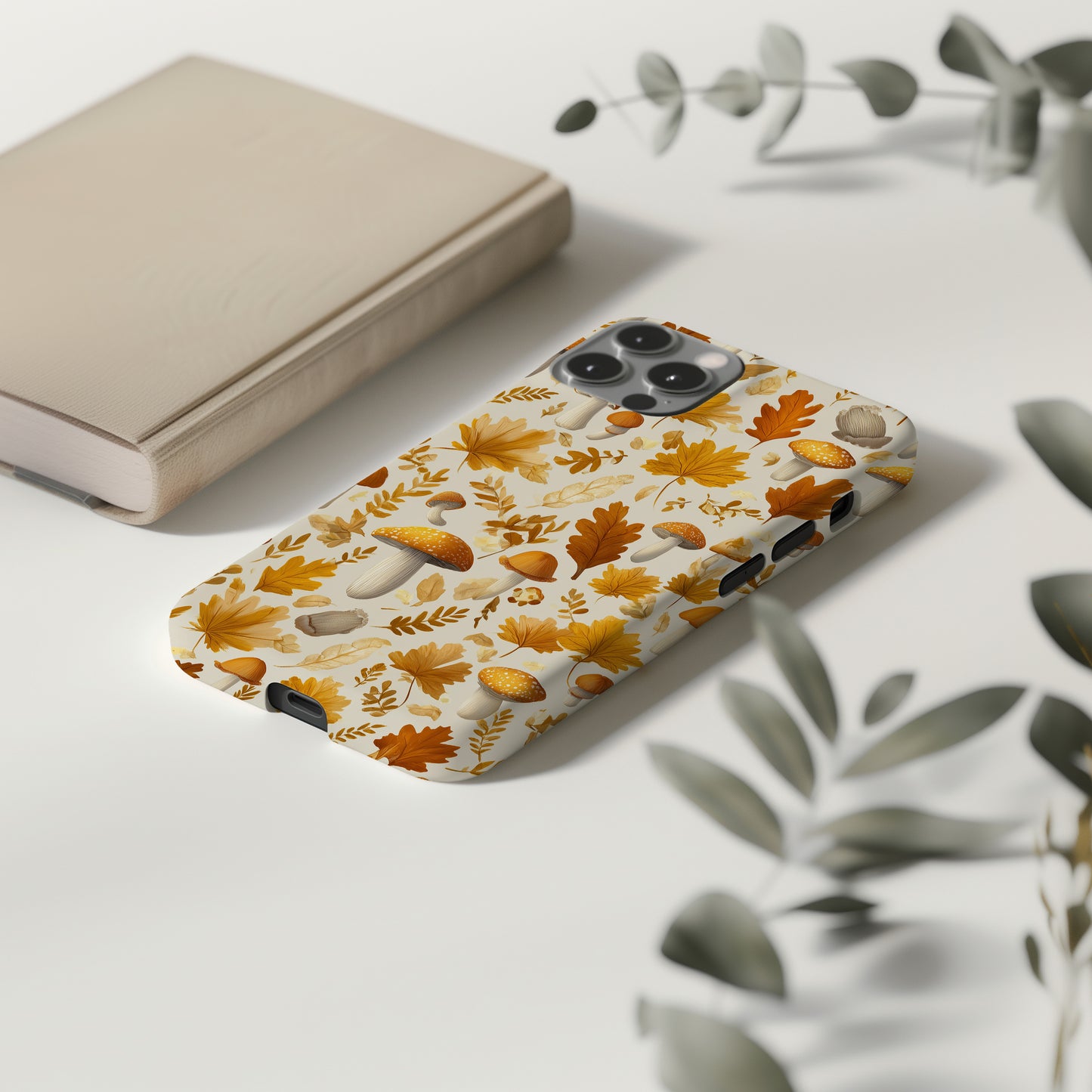 ๐ Autumn Mushroom Forest Protective Phone Case โ Fall Foliage Design