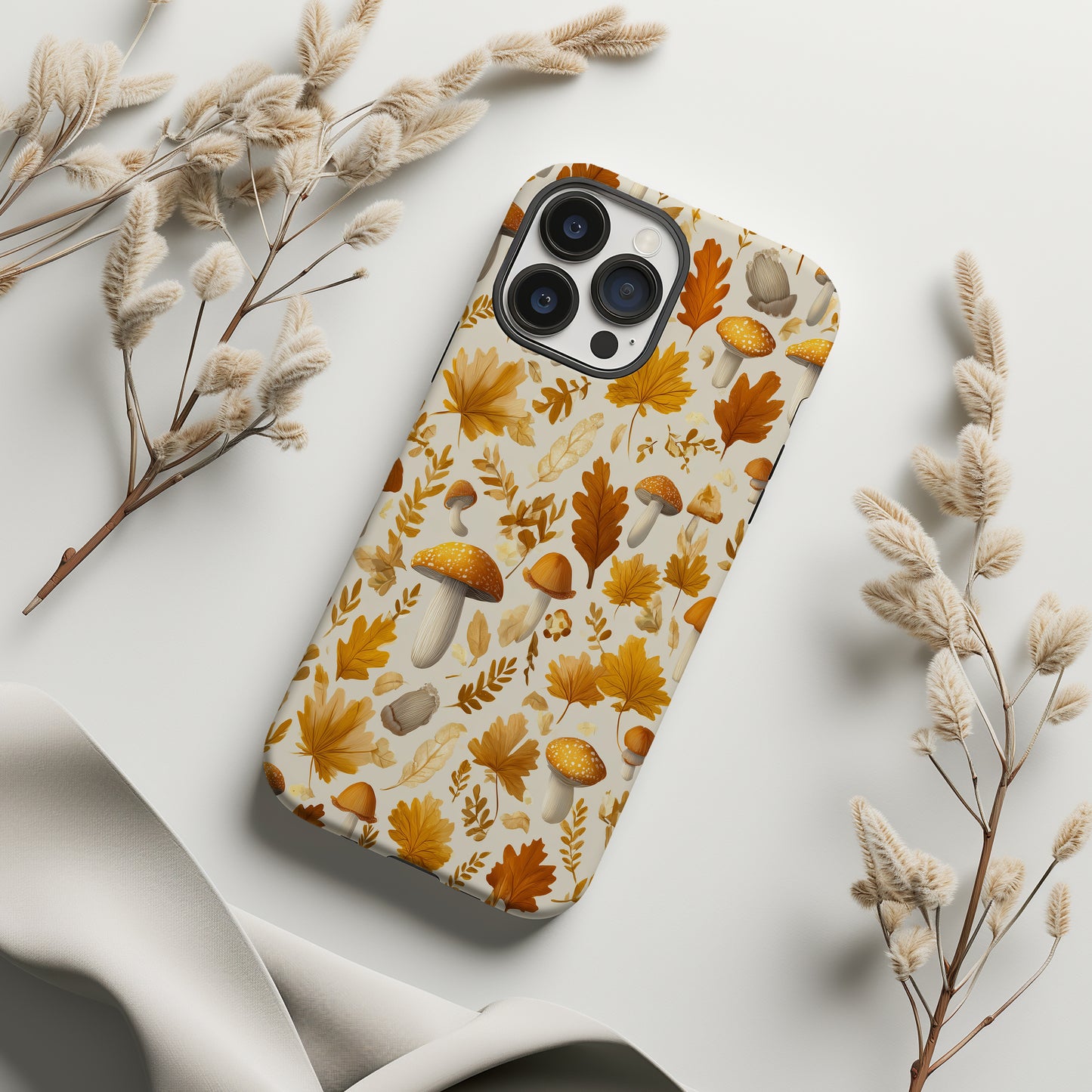 ๐ Autumn Mushroom Forest Protective Phone Case โ Fall Foliage Design
